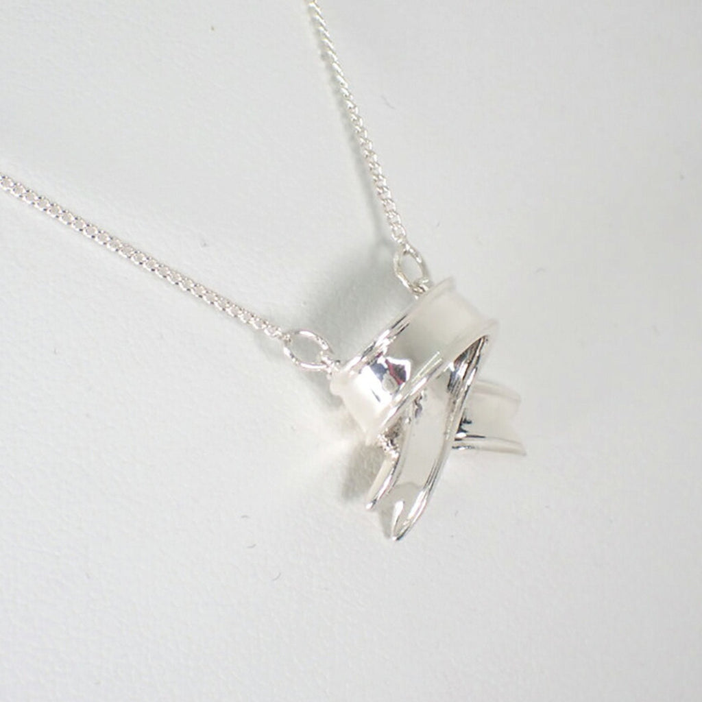 Ribbon Pendant Necklace Sterling Silver