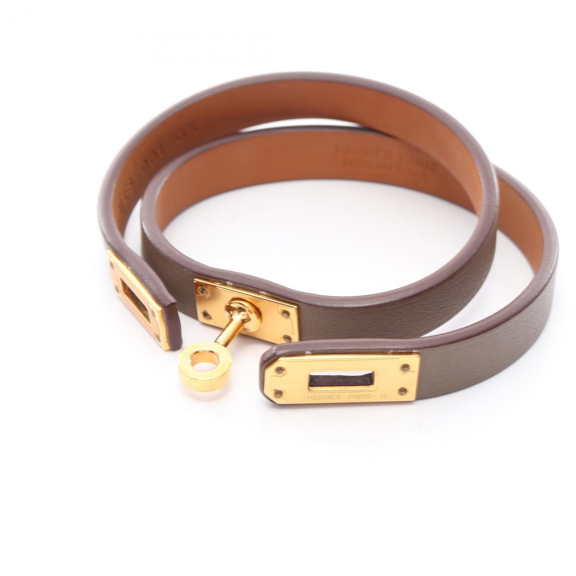 Kelly Double Tour Bracelet Gold and Leather