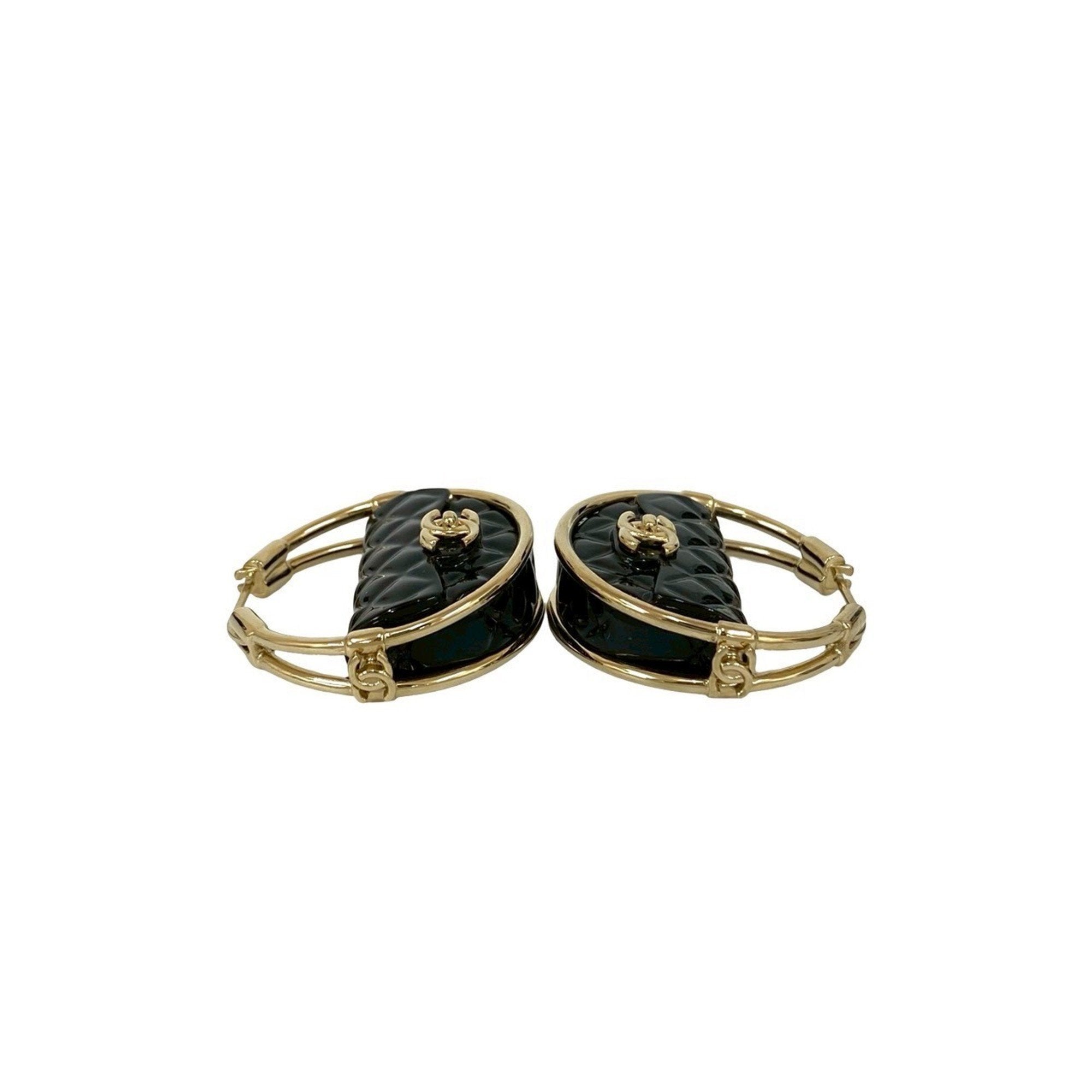 CC Logo Hoop Earrings Metal Gold-Tone Metal