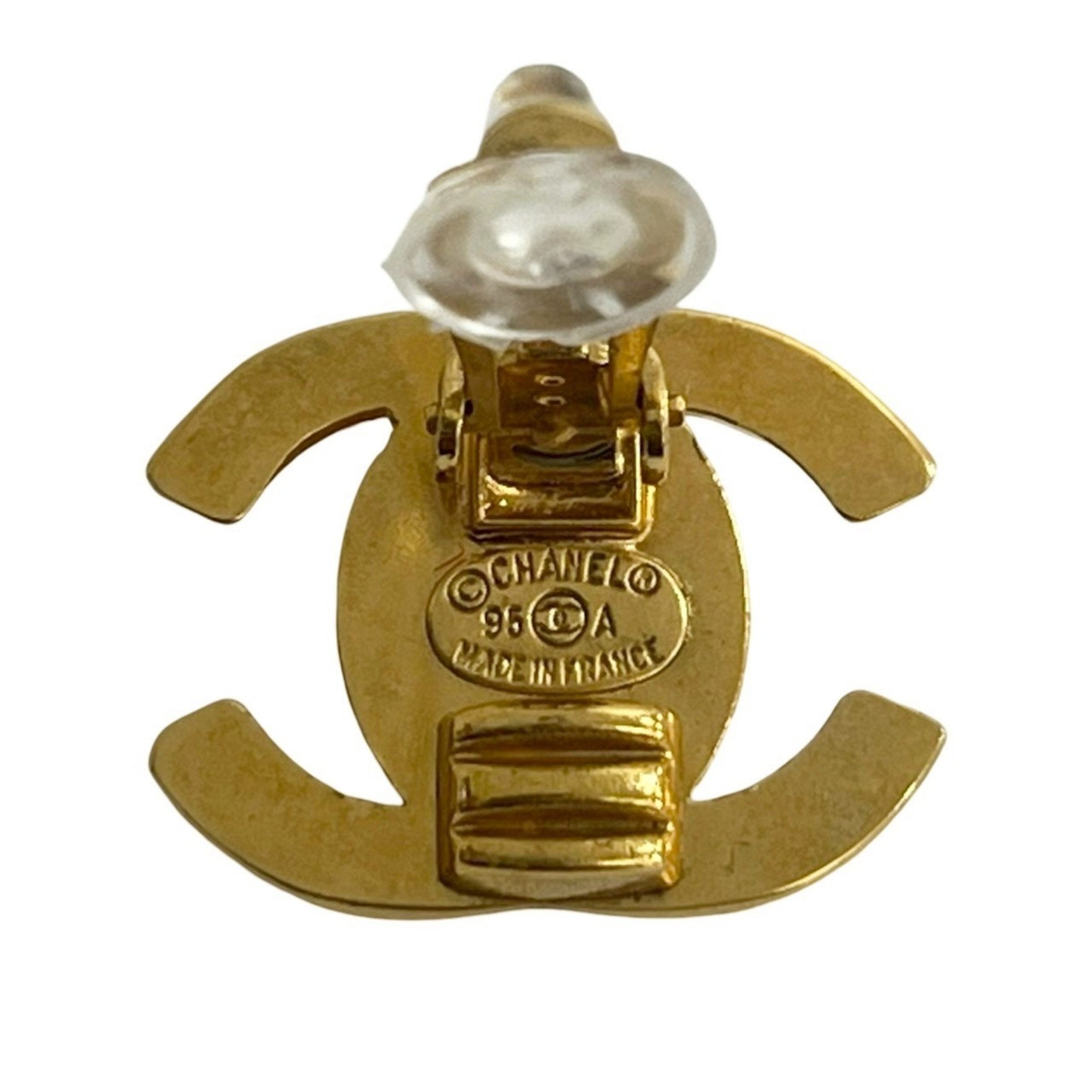 CC Logo Turnlock Clip-On Earrings Metal Gold-Tone Metal