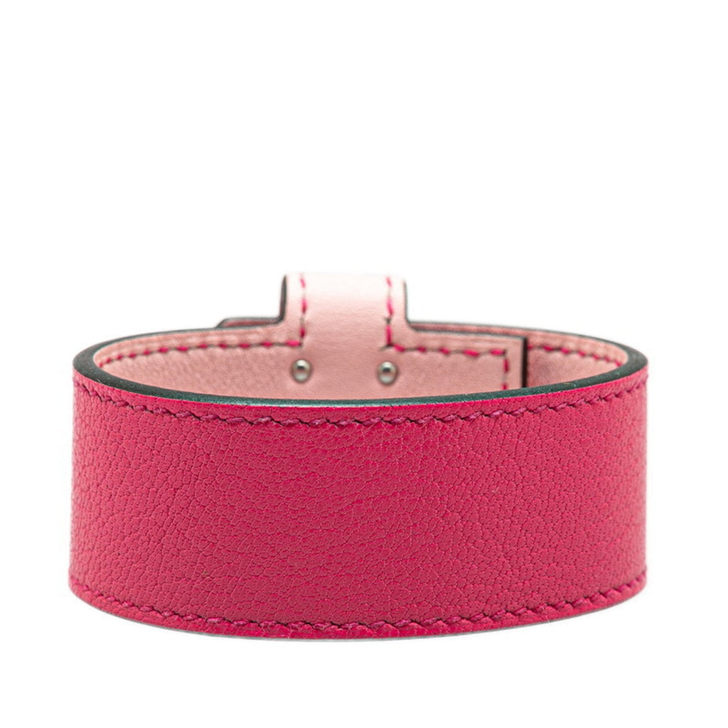 Kelly Twist Bangle Chevre Leather and Metal Rose Shocking Bracelet