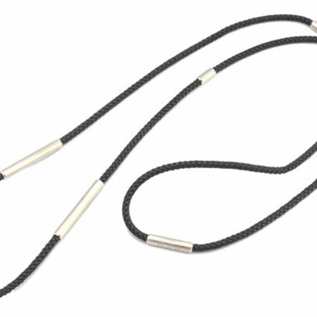 Pendant Necklace Leather and Metal Black