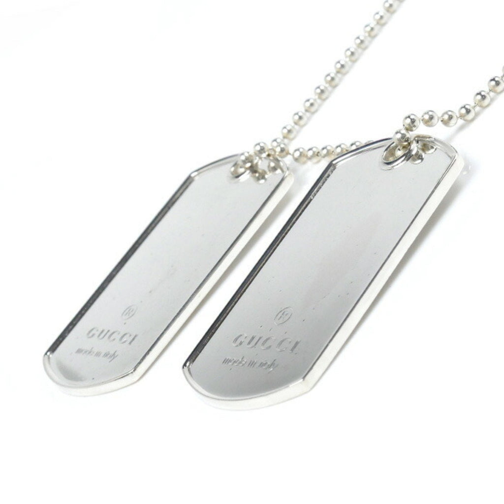 Double Dog Tag Pendant Necklace Sterling Silver