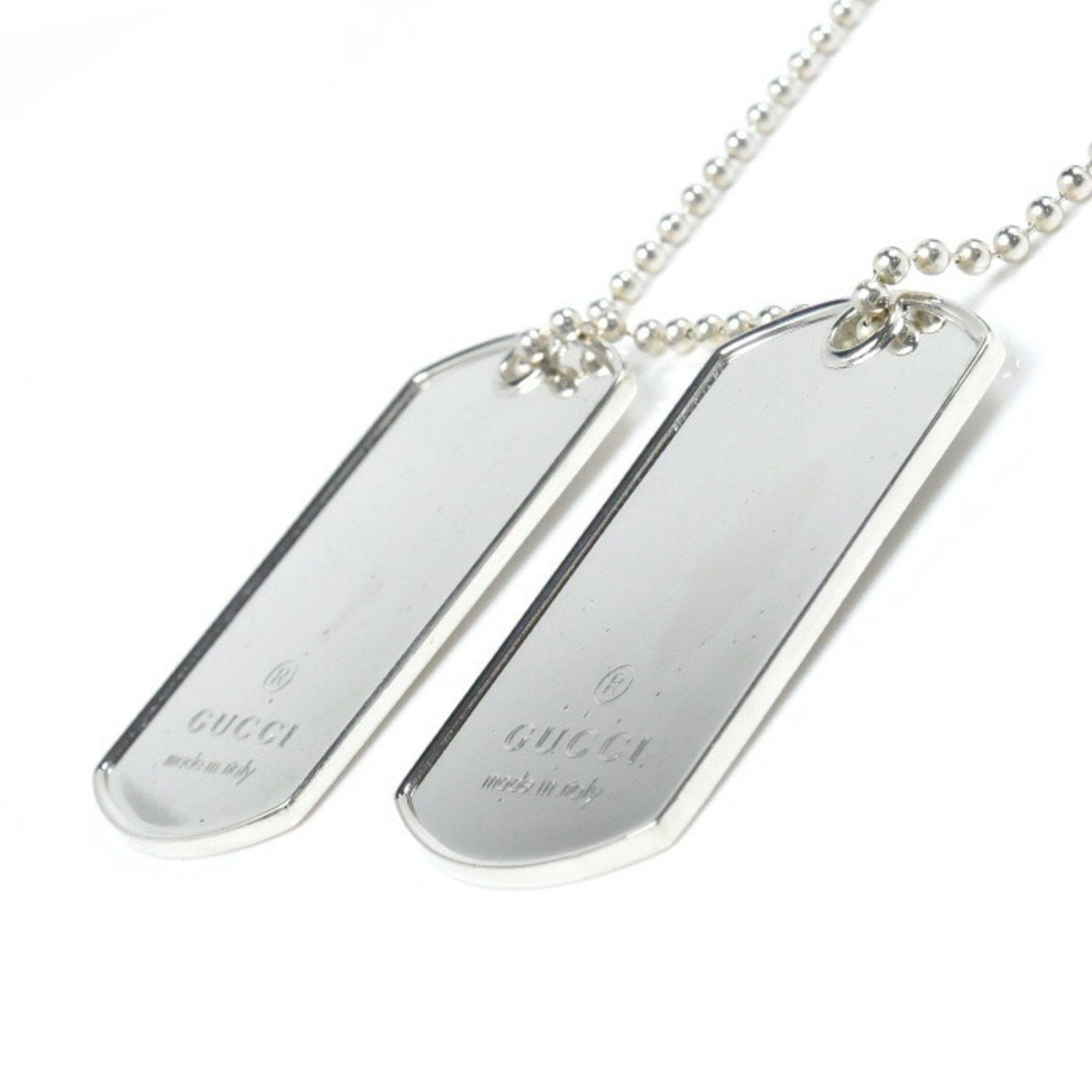 Double Dog Tag Pendant Necklace Sterling Silver