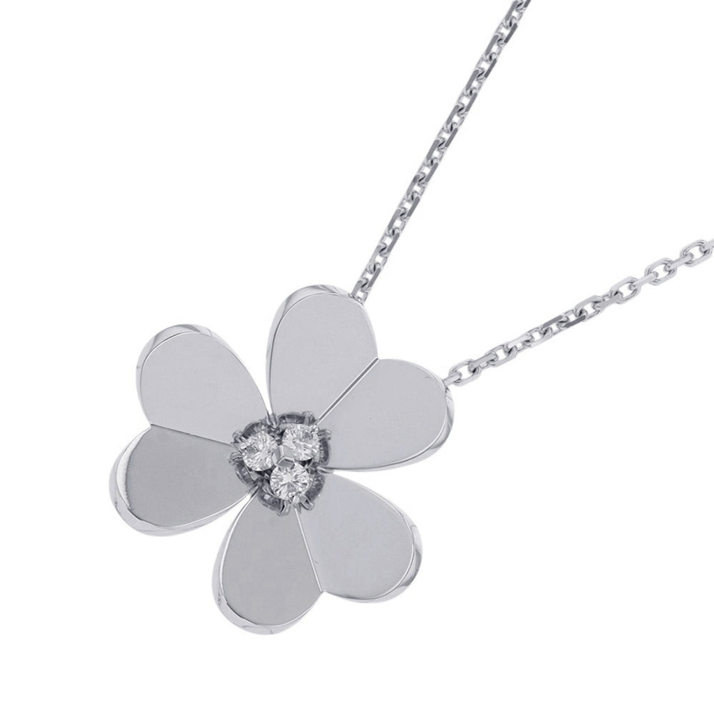 Frivole Pendant Necklace 18K White Gold Large with Diamond