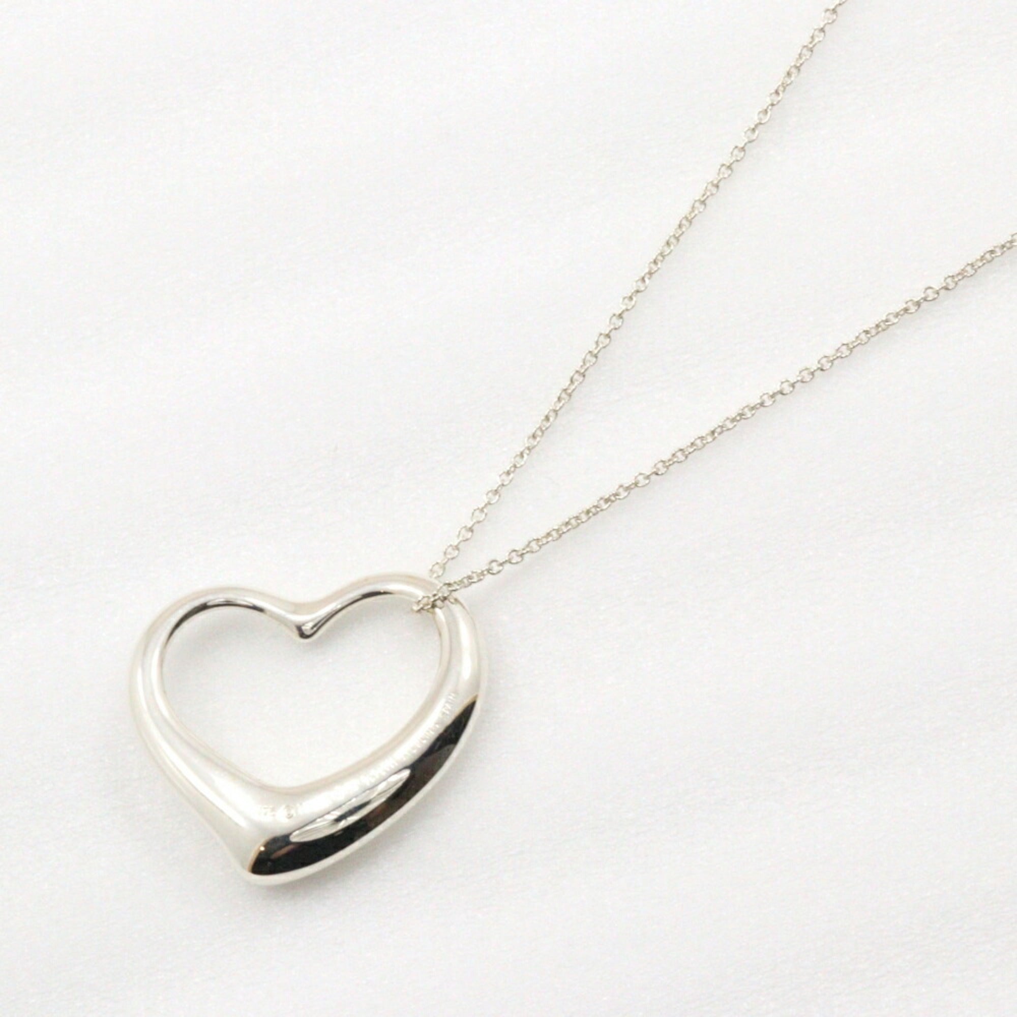 Open Heart Pendant Necklace Sterling Silver 34mm