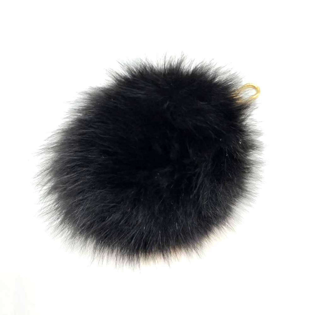 Fuzzy Bubble Fur Bag Charm Black Handbag Charm