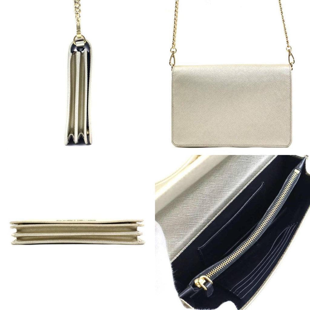 Monochrome Chain Flap Bag Saffiano Leather Small