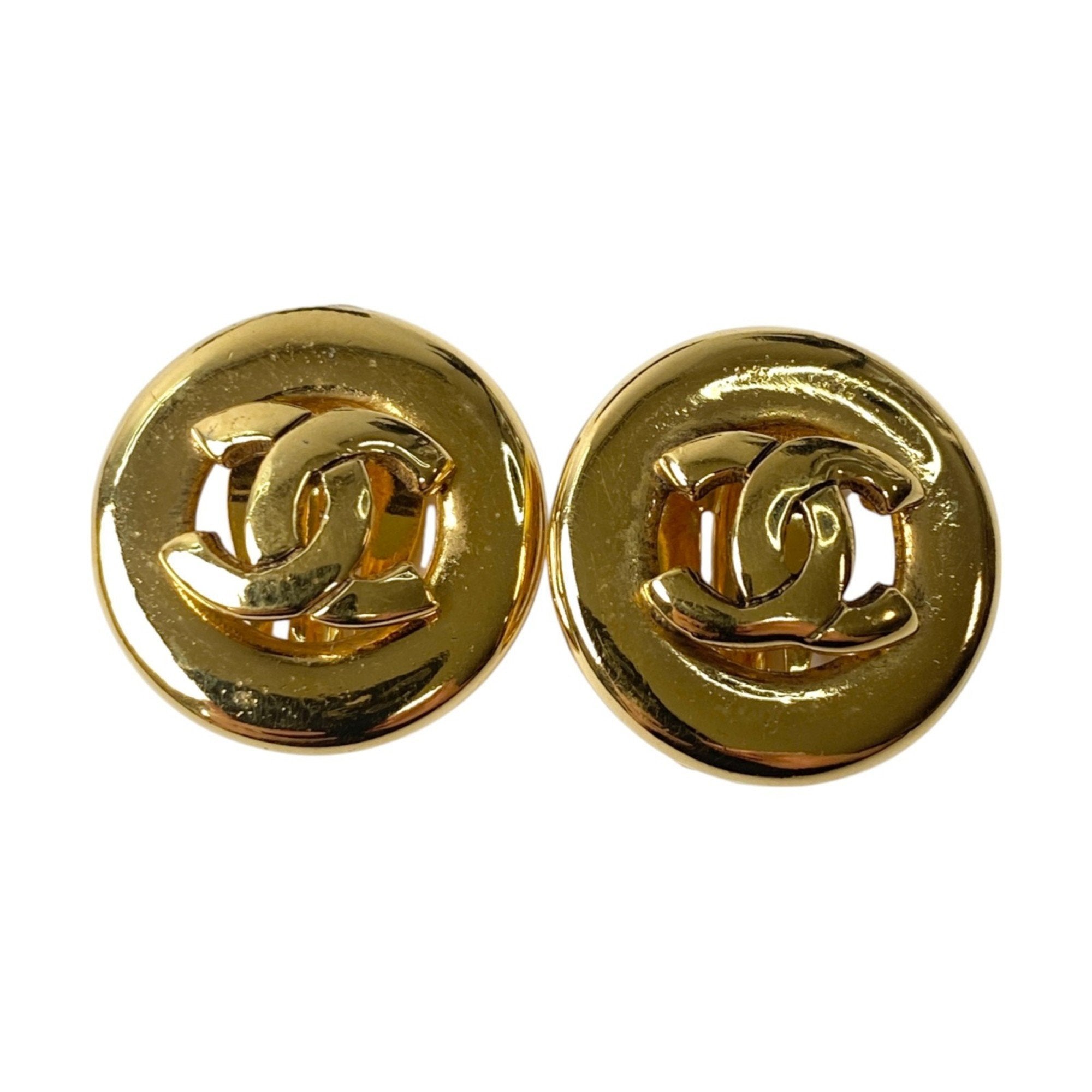 CC Logo Clip-On Earrings Metal Gold-Tone Metal