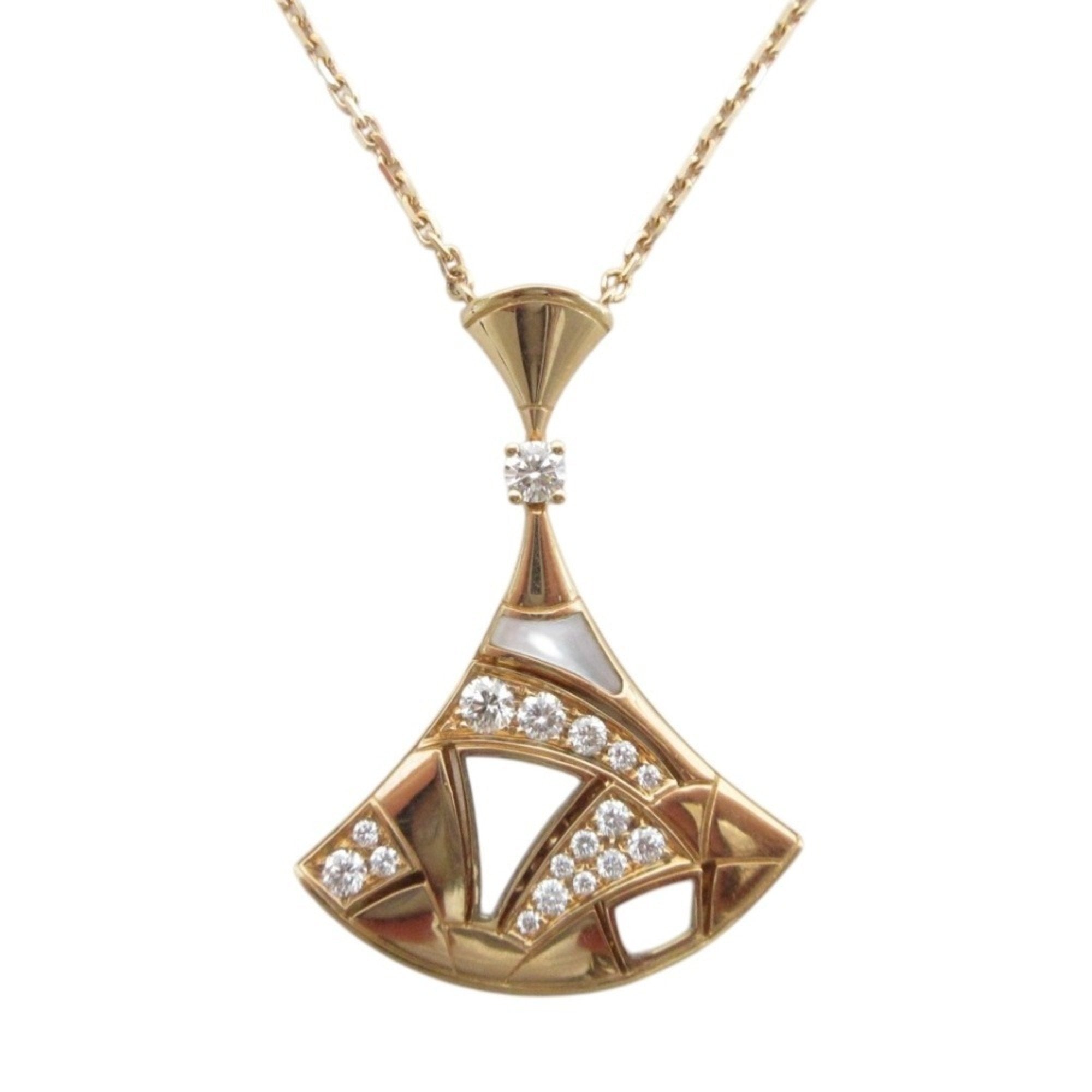 Pendant Necklace 18K Rose Gold with Diamond and Mother of Pearl