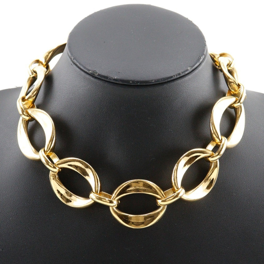 Chain Choker Pendant Necklace Gold