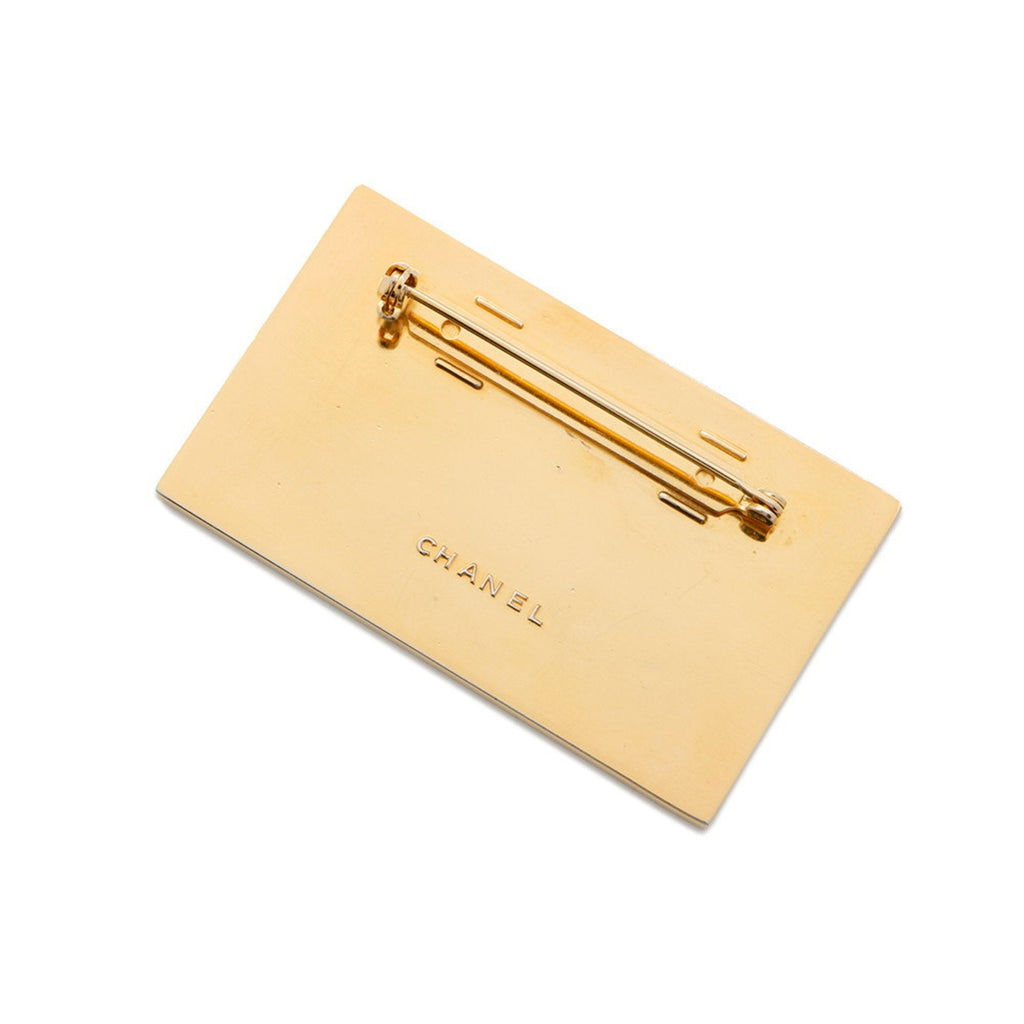 CC Logo Brooch Gold-Tone Metal