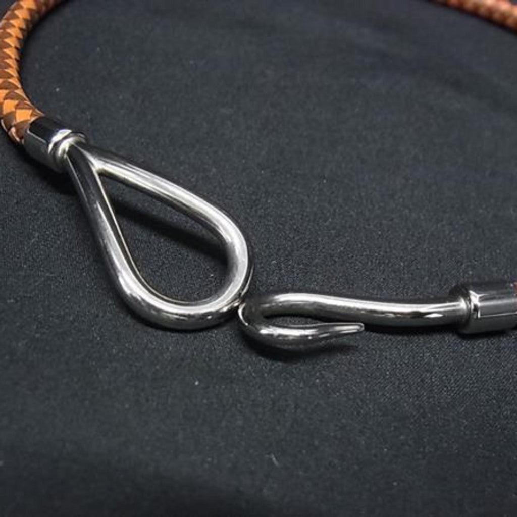 Double Bracelet Brown and Orange Leather Silver