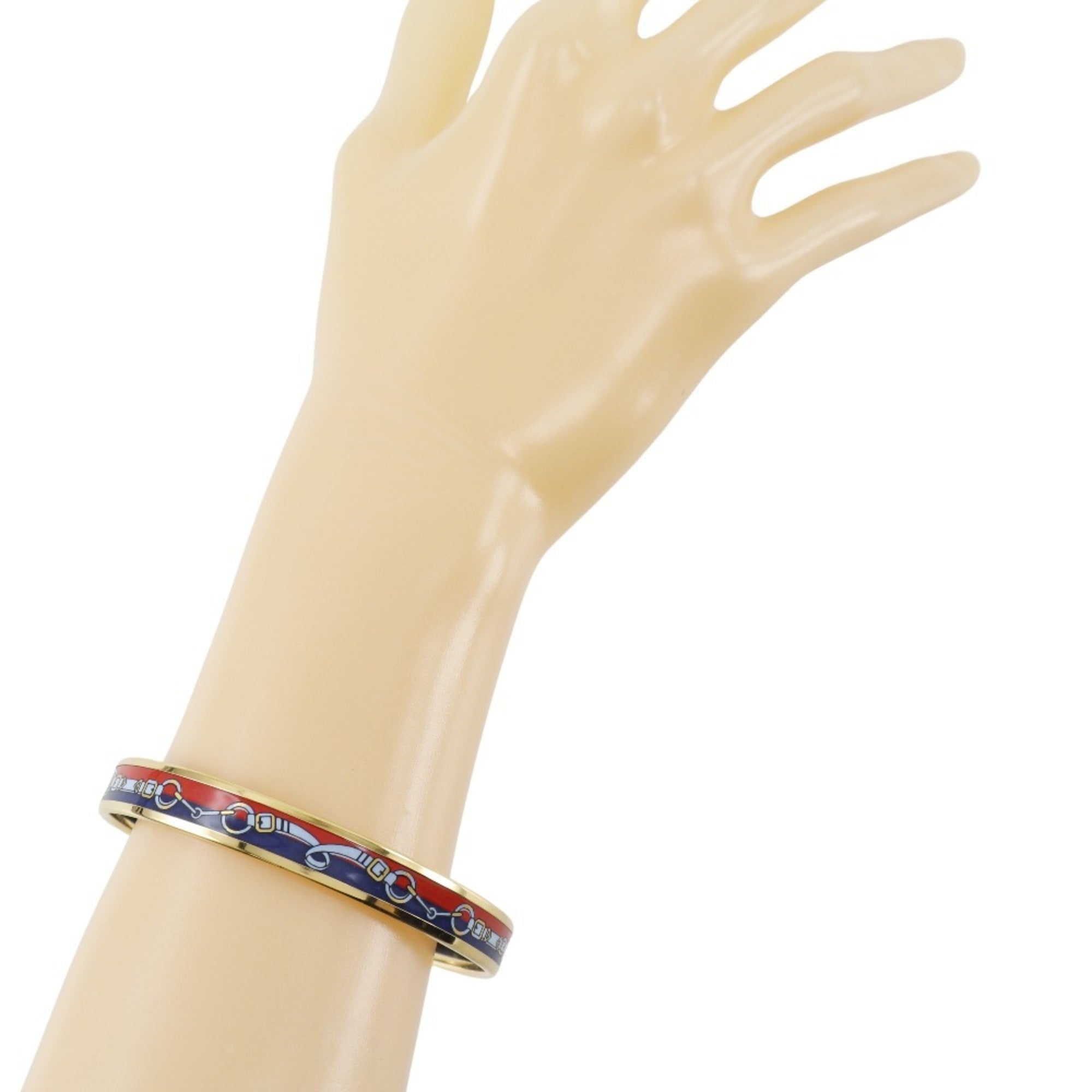 Enamel Cloisonne Bangle Gold Plated Navy Red Bracelet