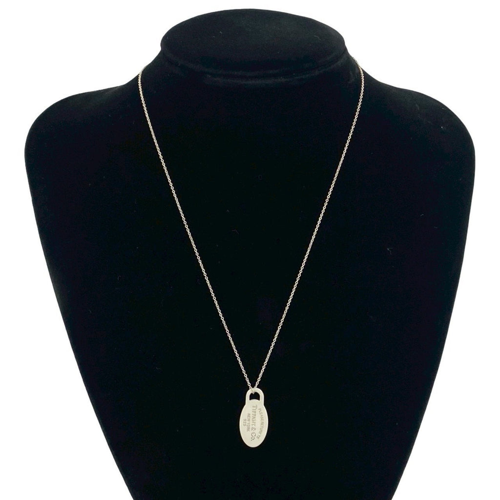 Oval Tag Pendant Necklace Sterling Silver