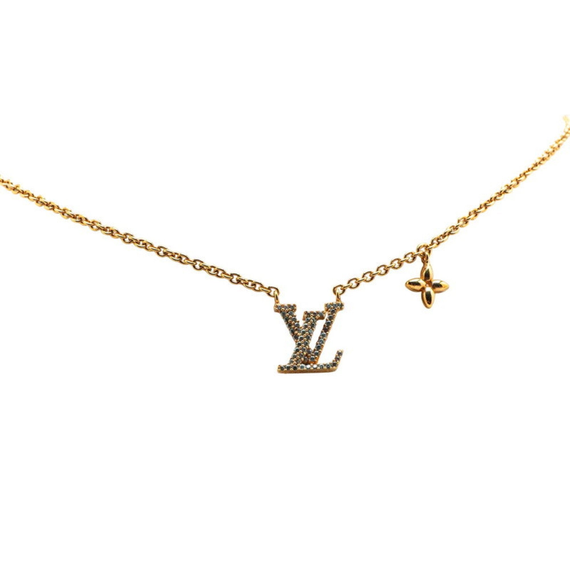 Pendant Necklace Gold and Rhinestone