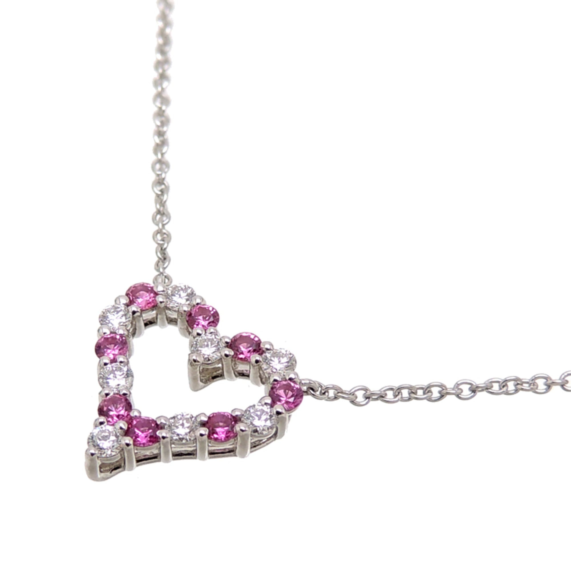 Sentimental Heart Pendant Necklace Platinum with Diamond and Sapphire
