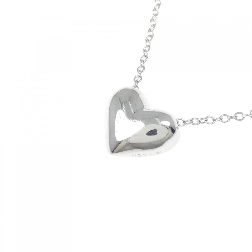 Pinched Heart Pendant Necklace Platinum with Diamond