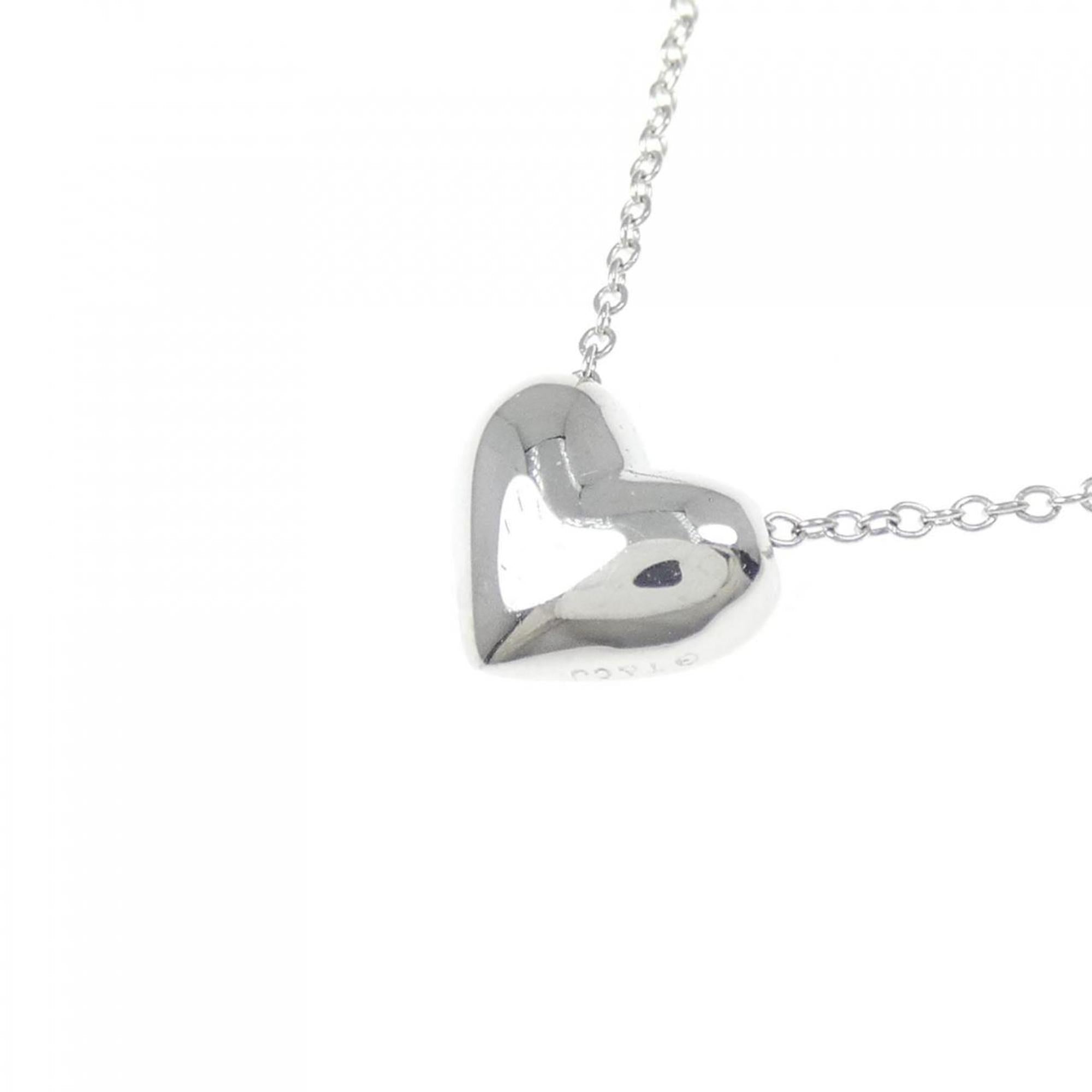 Pinched Heart Pendant Necklace Platinum with Diamond