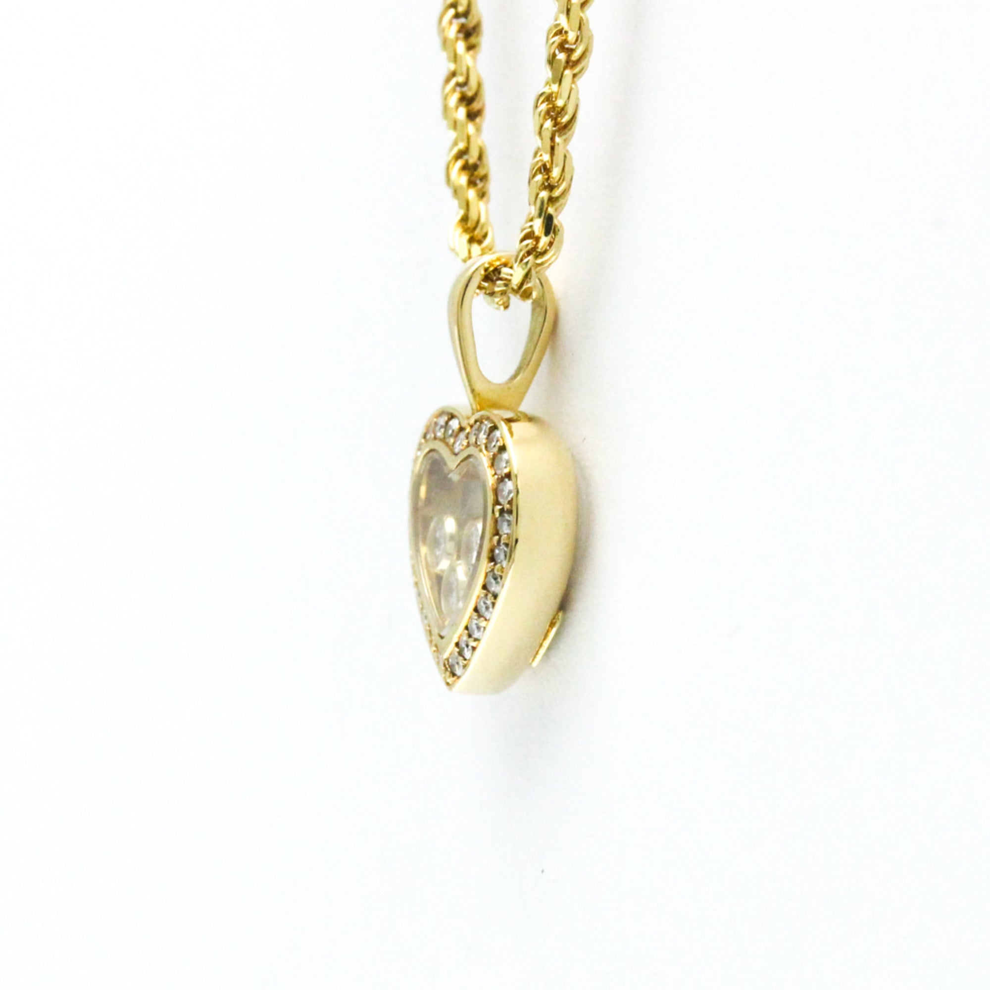 Happy Diamond Heart Pendant Necklace 18K Yellow Gold with Diamond
