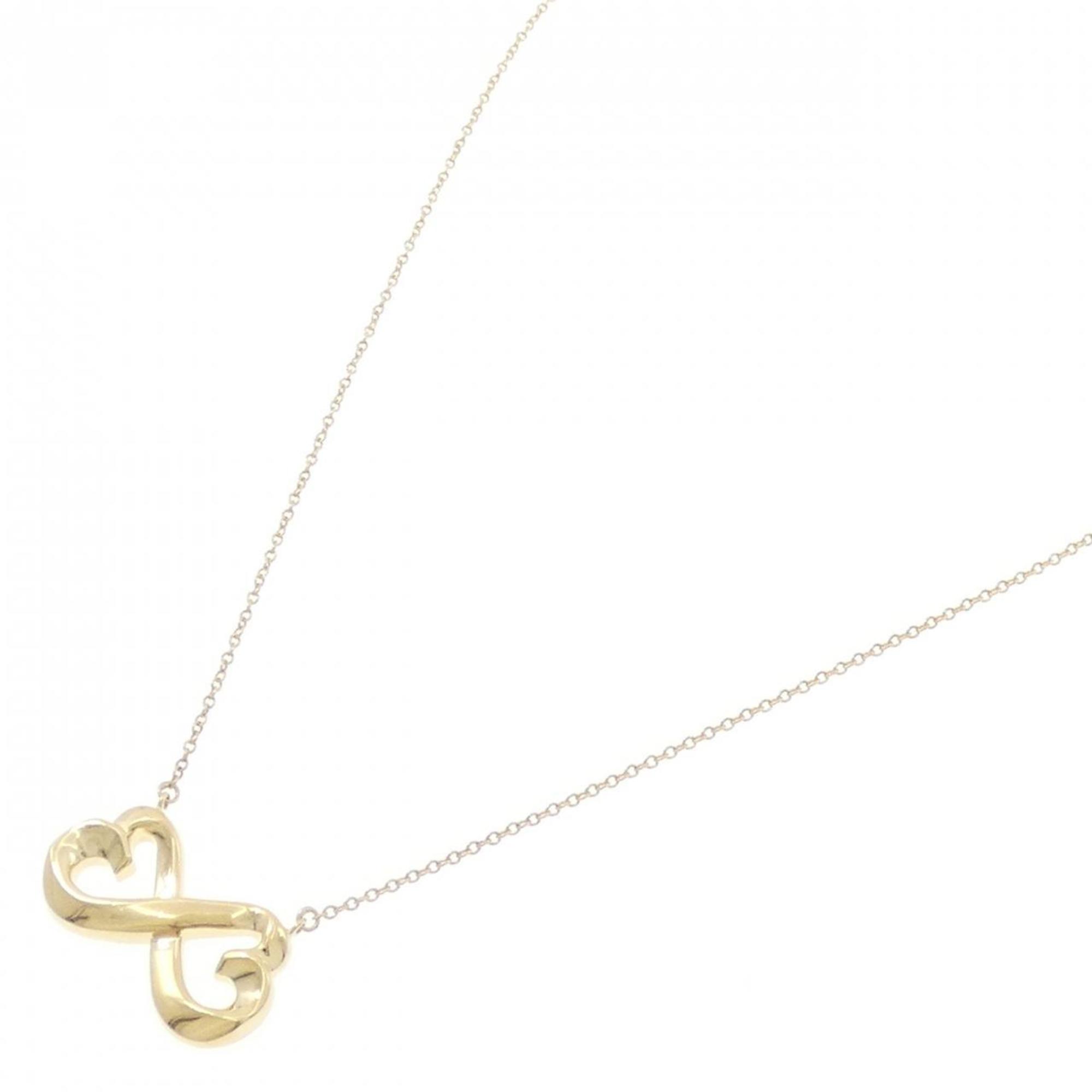 Double Loving Heart Pendant Necklace 18K Yellow Gold