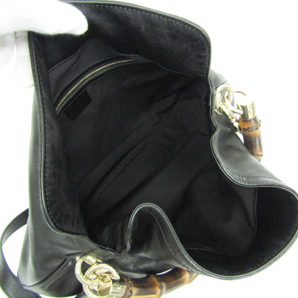 Vintage Convertible Bamboo Top Handle Bag Leather Large