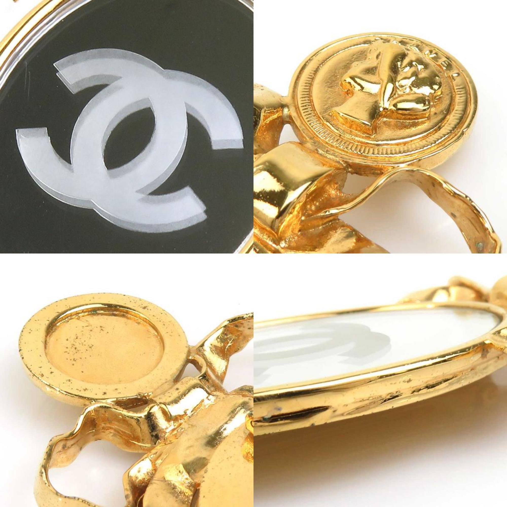 CC Logo Brooch Gold-Tone Metal