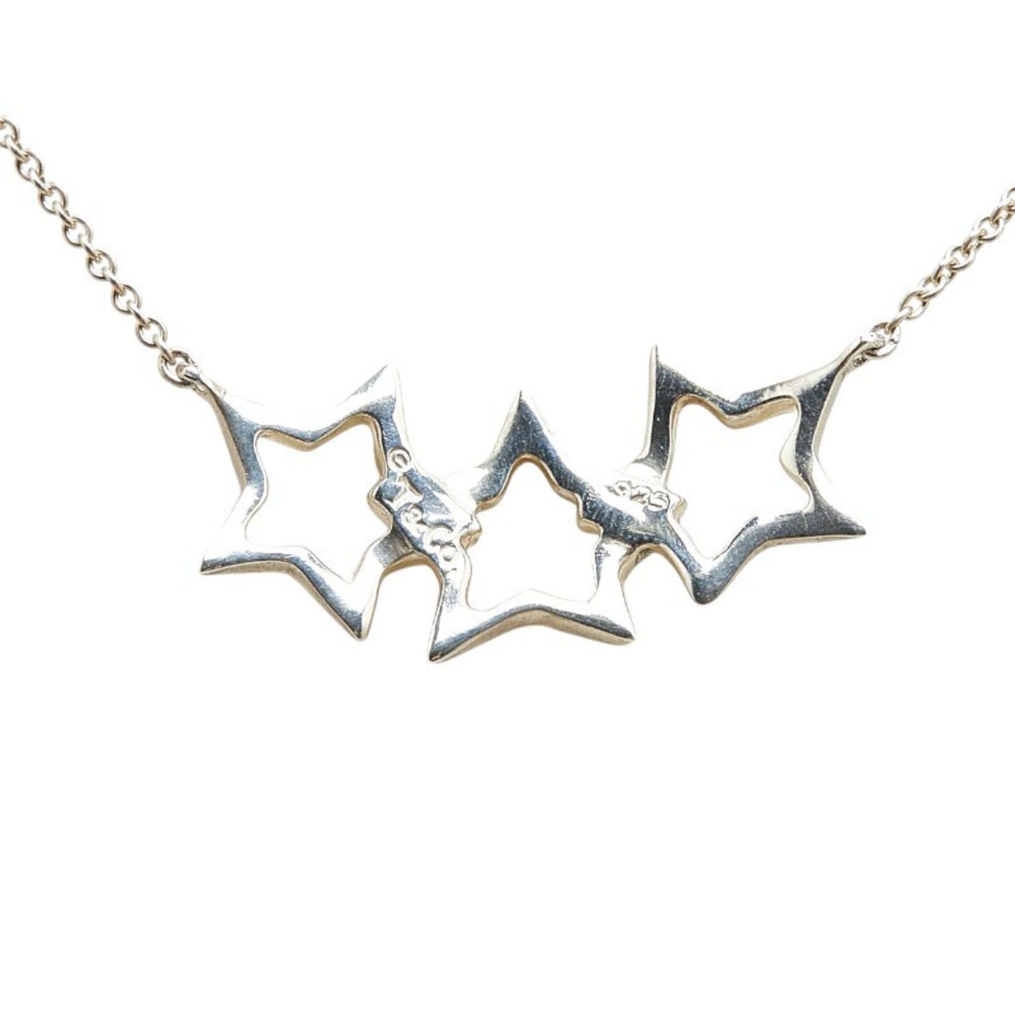 Triple Star Pendant Necklace Sterling Silver