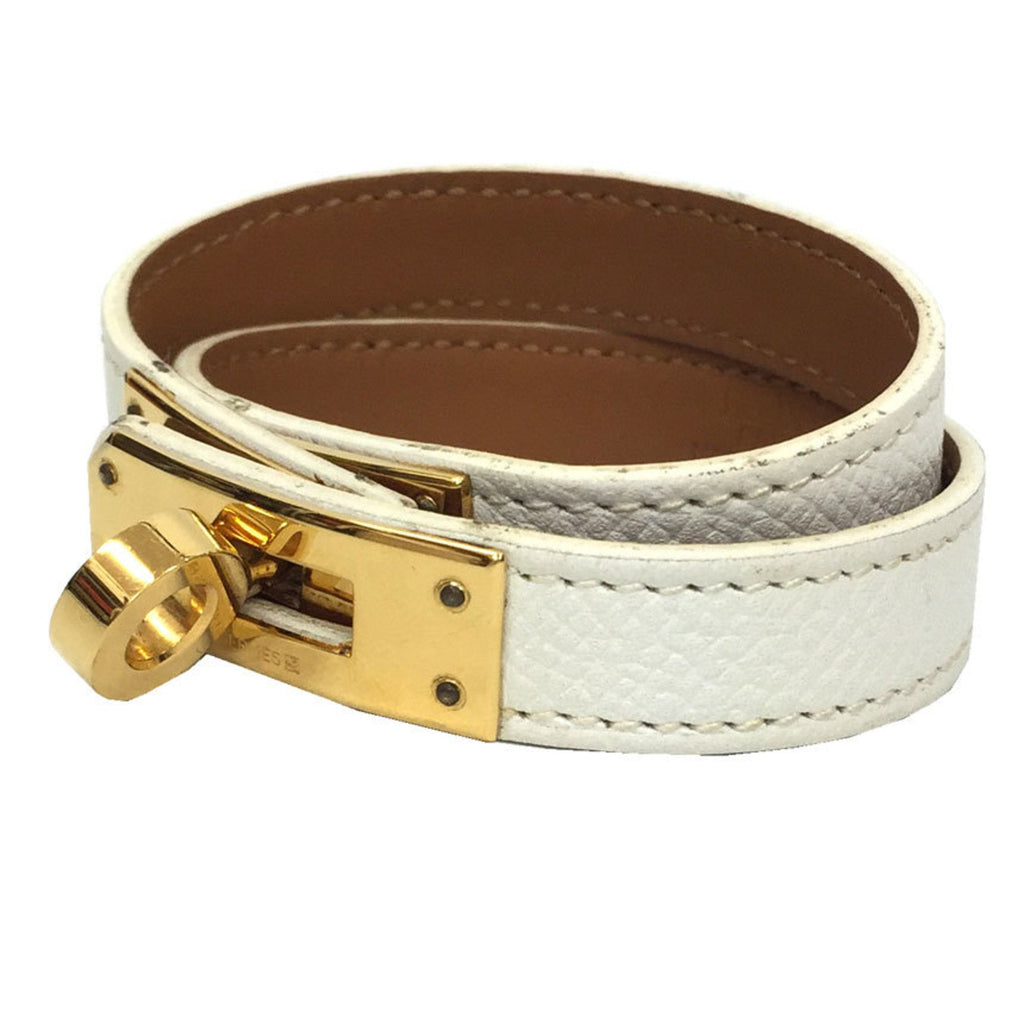 Kelly Double Tour Bracelet Epsom Leather White Small
