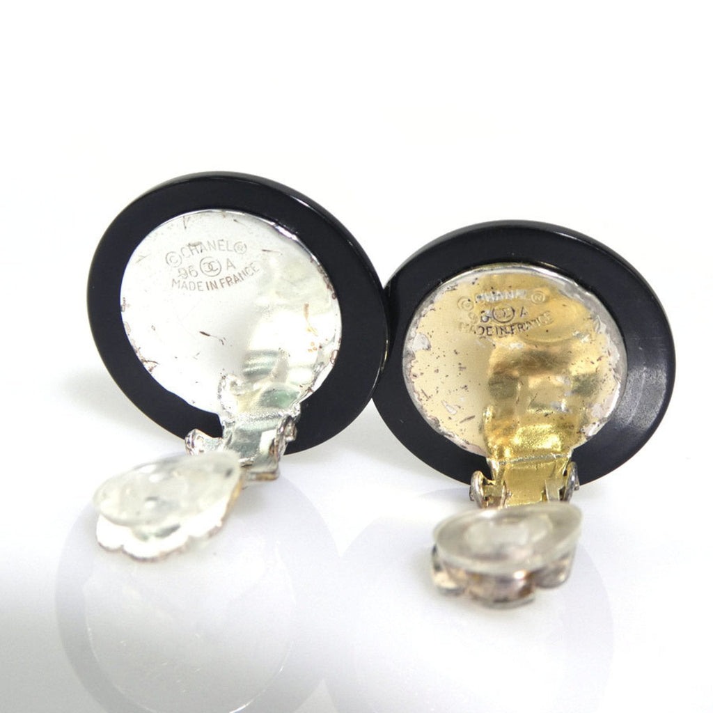 CC Logo Clip-On Earrings Silver-Tone Metal