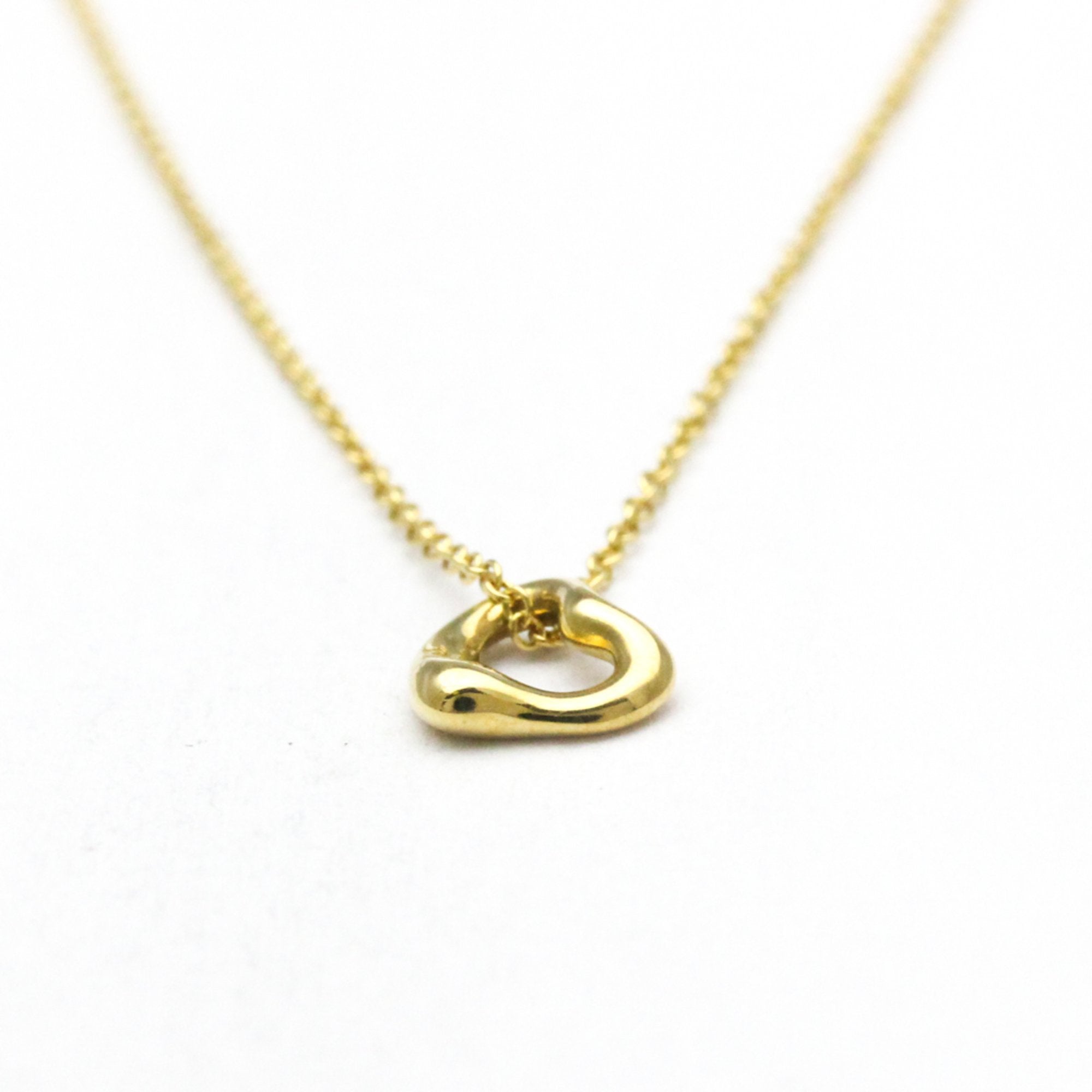 Open Heart Pendant Necklace 18K Yellow Gold 7mm