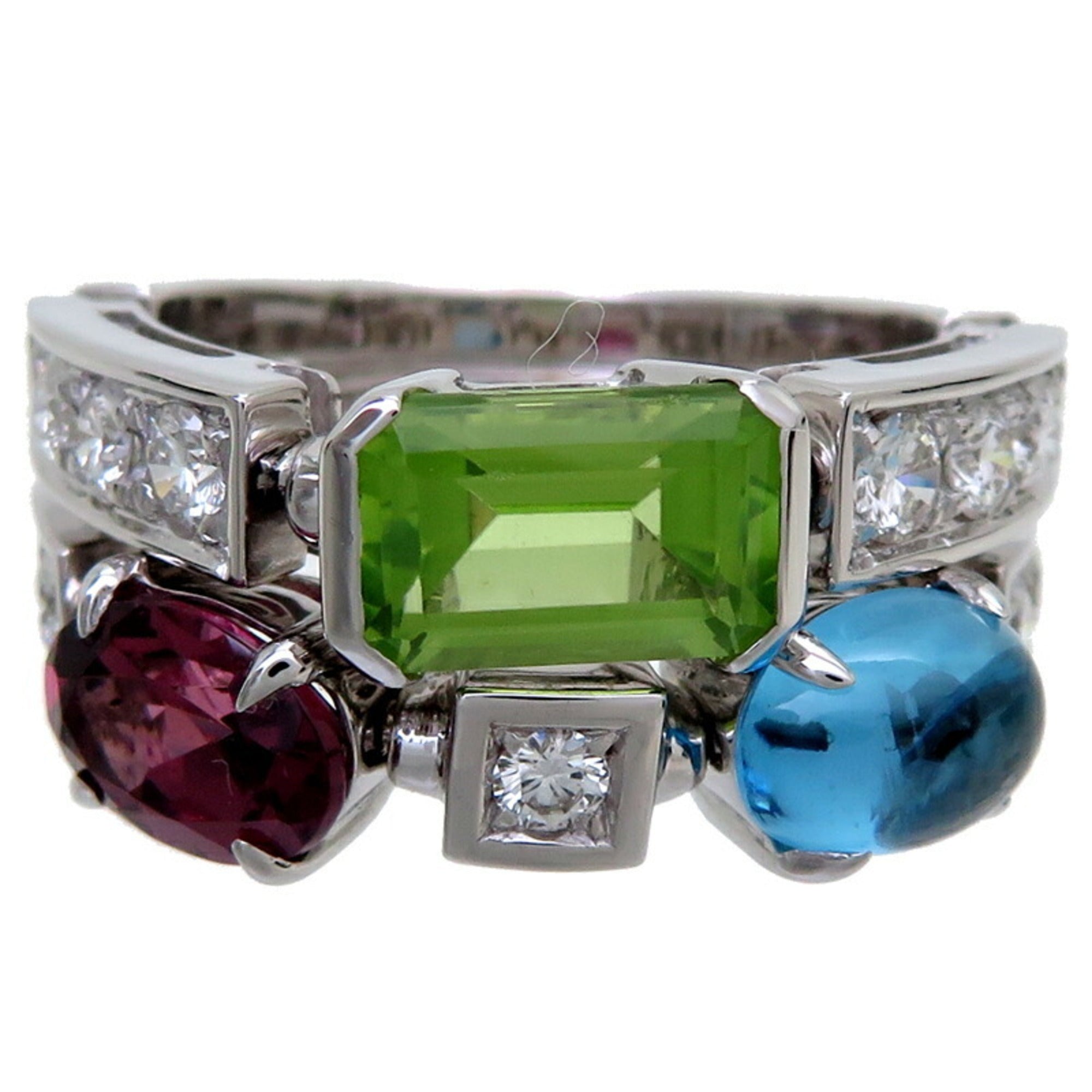 Allegra Ring 18K White Gold with Diamond and Peridot and Topaz and Tourmaline