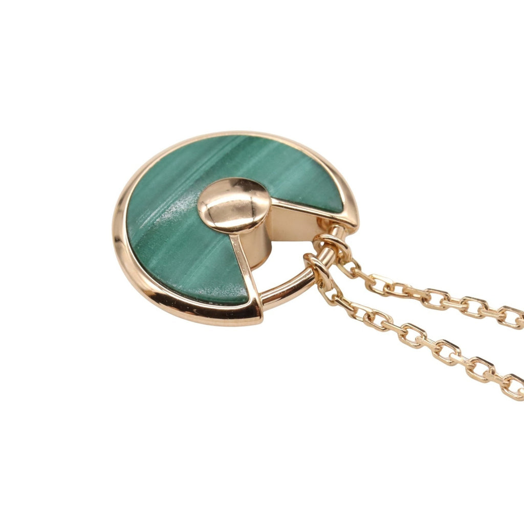 Pendant Necklace 18K Rose Gold with Diamond and Malachite
