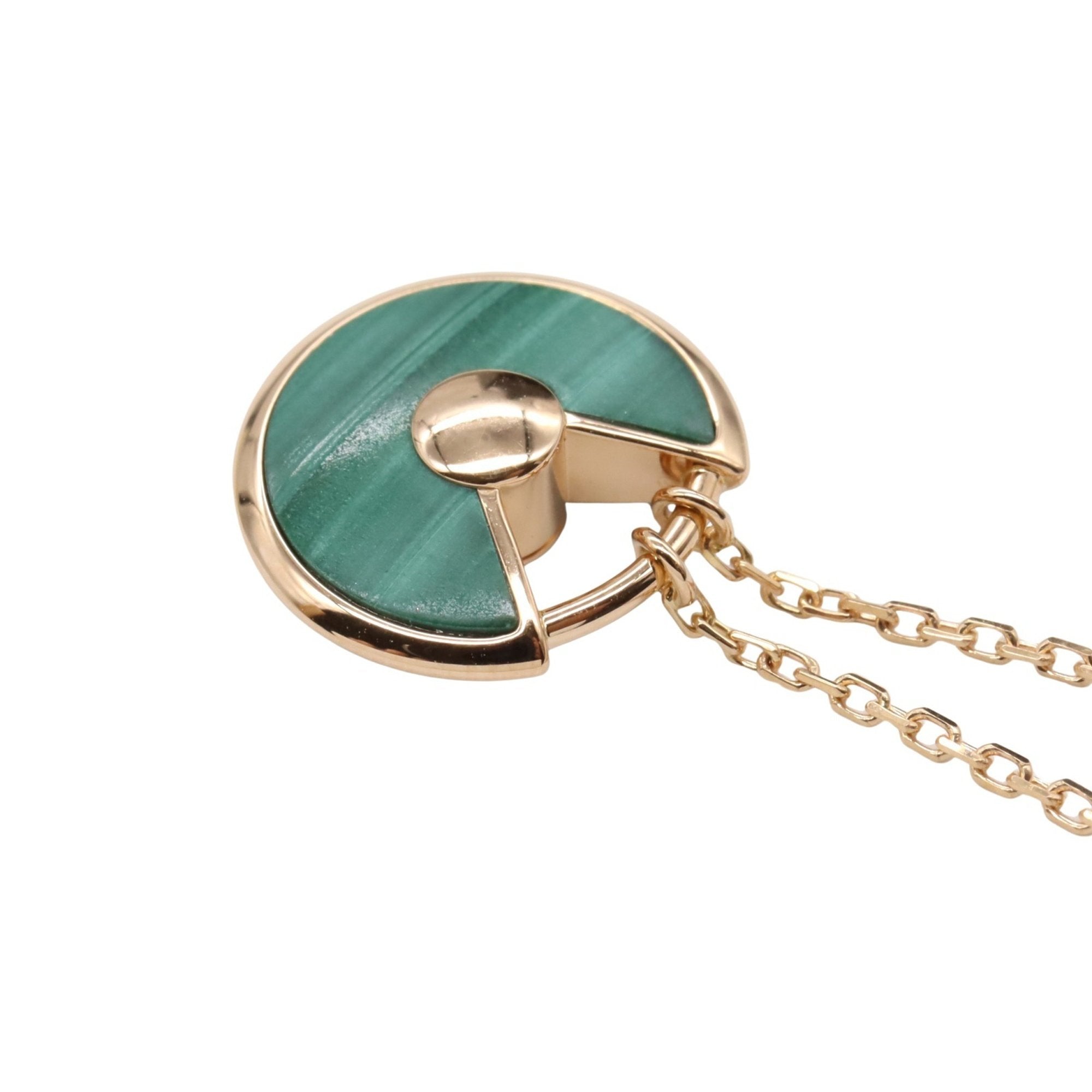 Pendant Necklace 18K Rose Gold with Diamond and Malachite