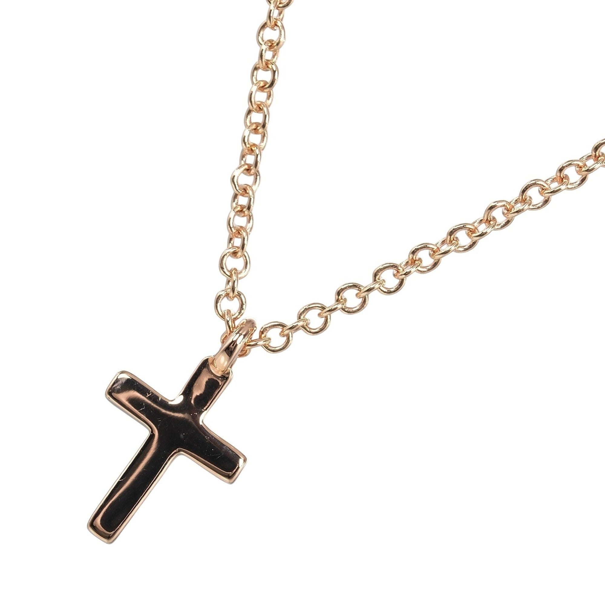 Mini Cross Pendant Necklace 18K Rose Gold with Diamond
