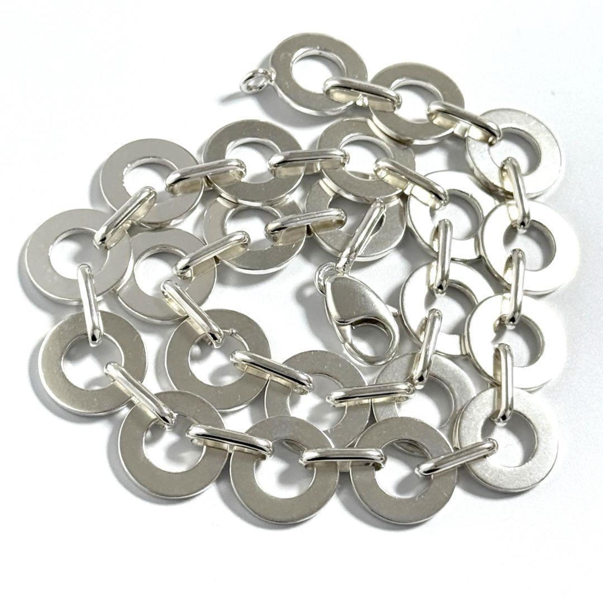 Vintage Circle Link Pendant Necklace Sterling Silver