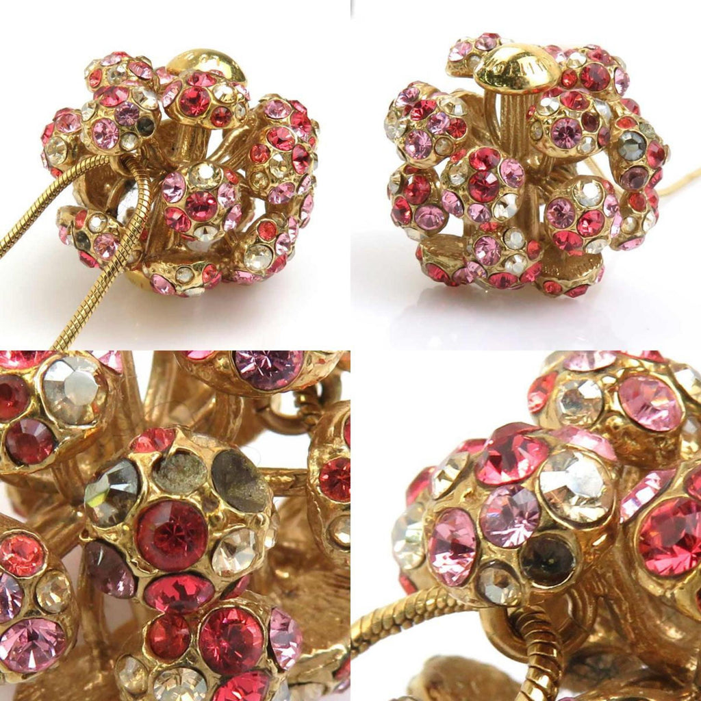 Mille Eune Nuit Pendant Necklace Metal with Rhinestone Gold Pink Red