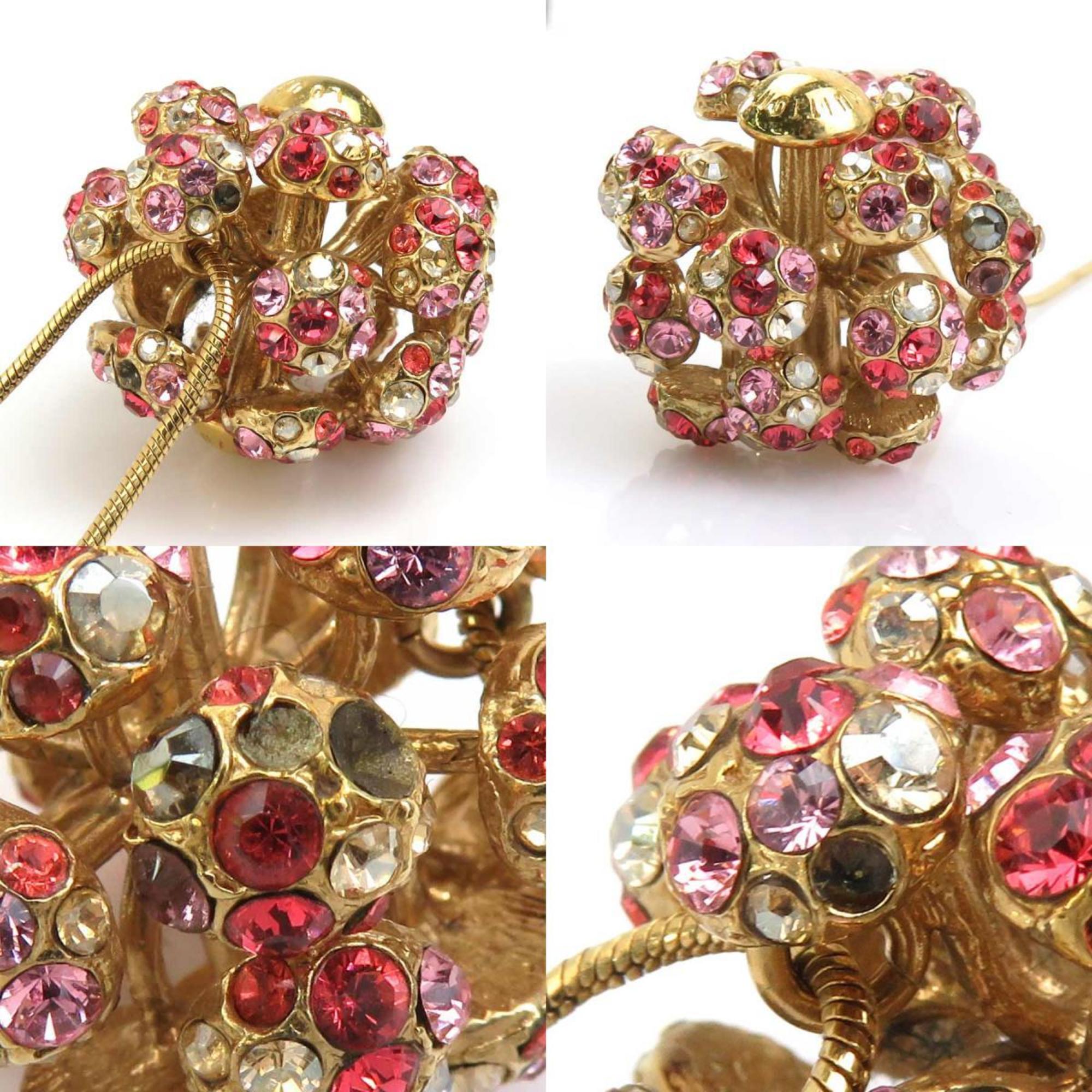 Mille Eune Nuit Pendant Necklace Metal with Rhinestone Gold Pink Red