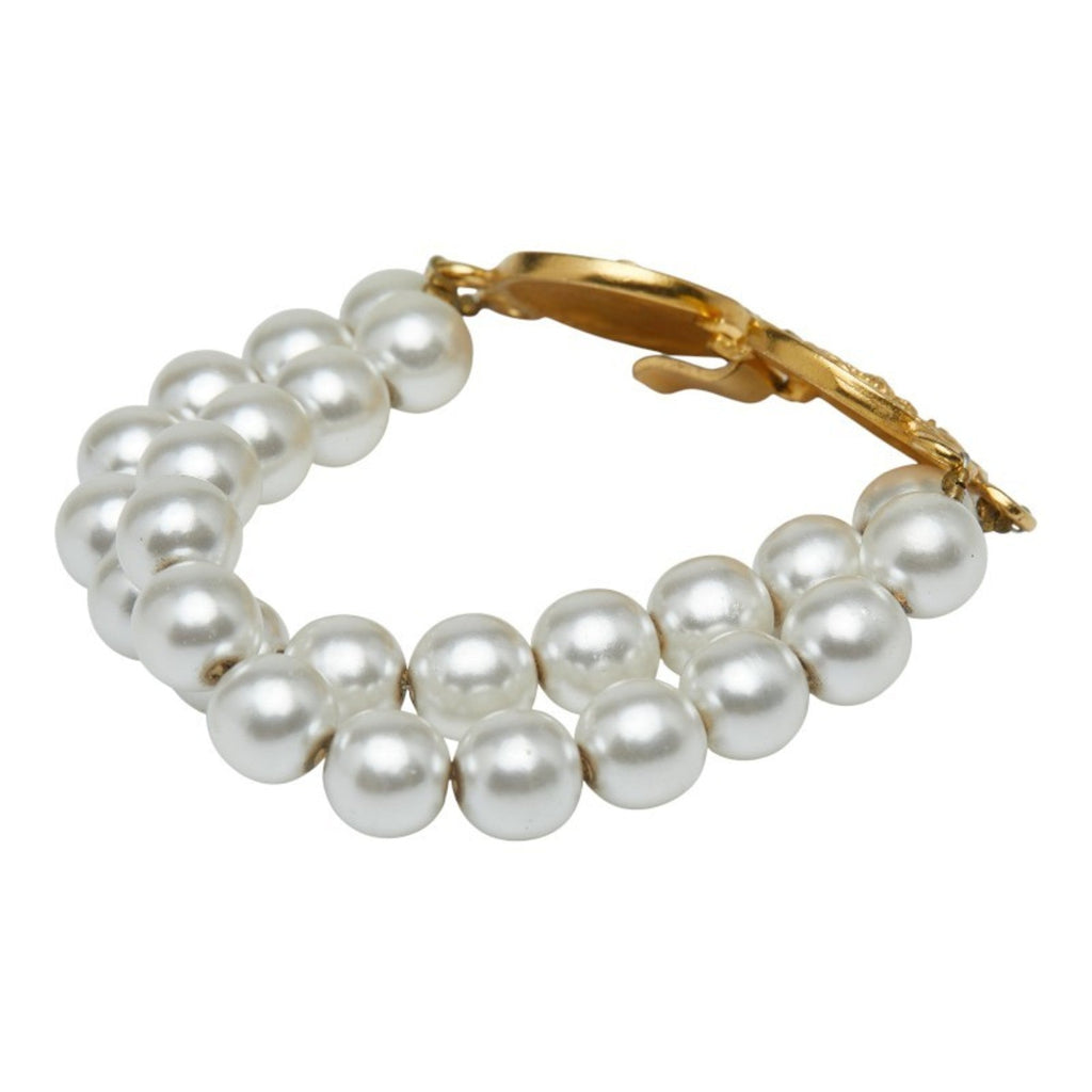 Double-Strand Bracelet Gold With Faux Pearl