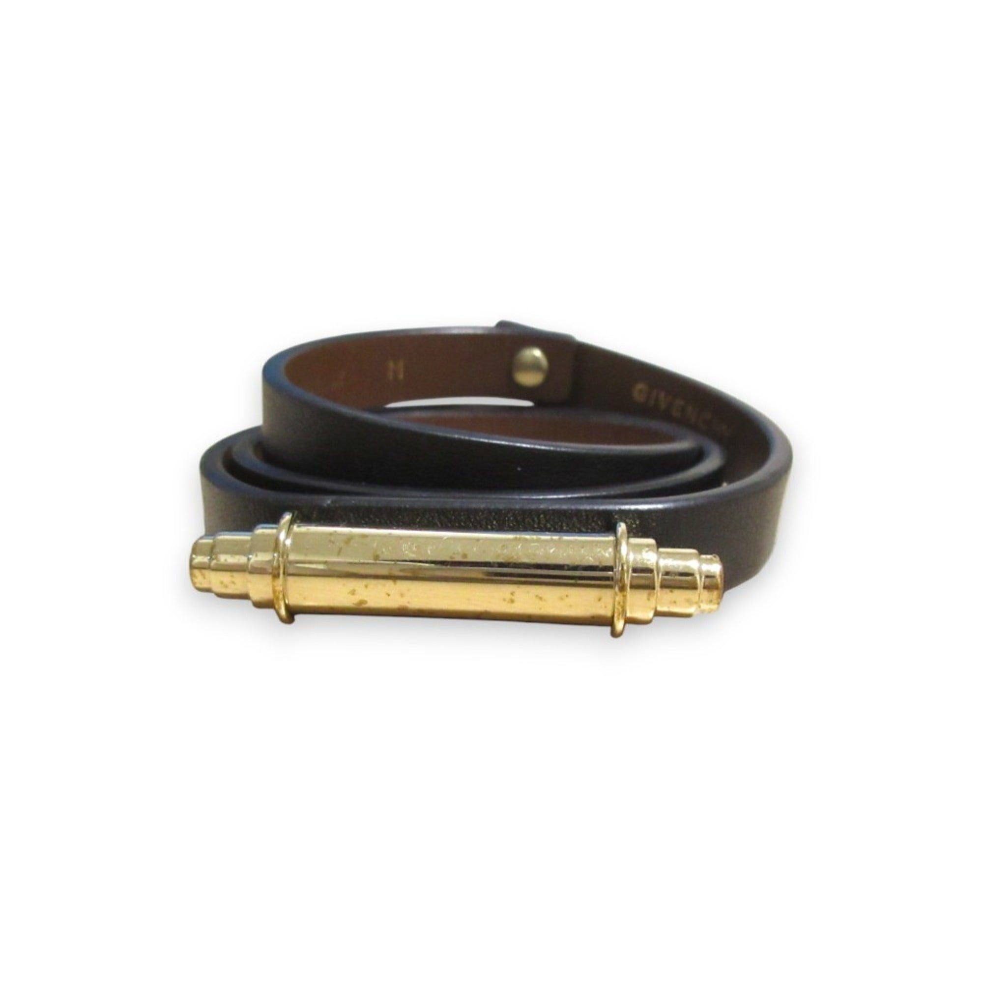 Bracelet Leather Black and Gold Medium