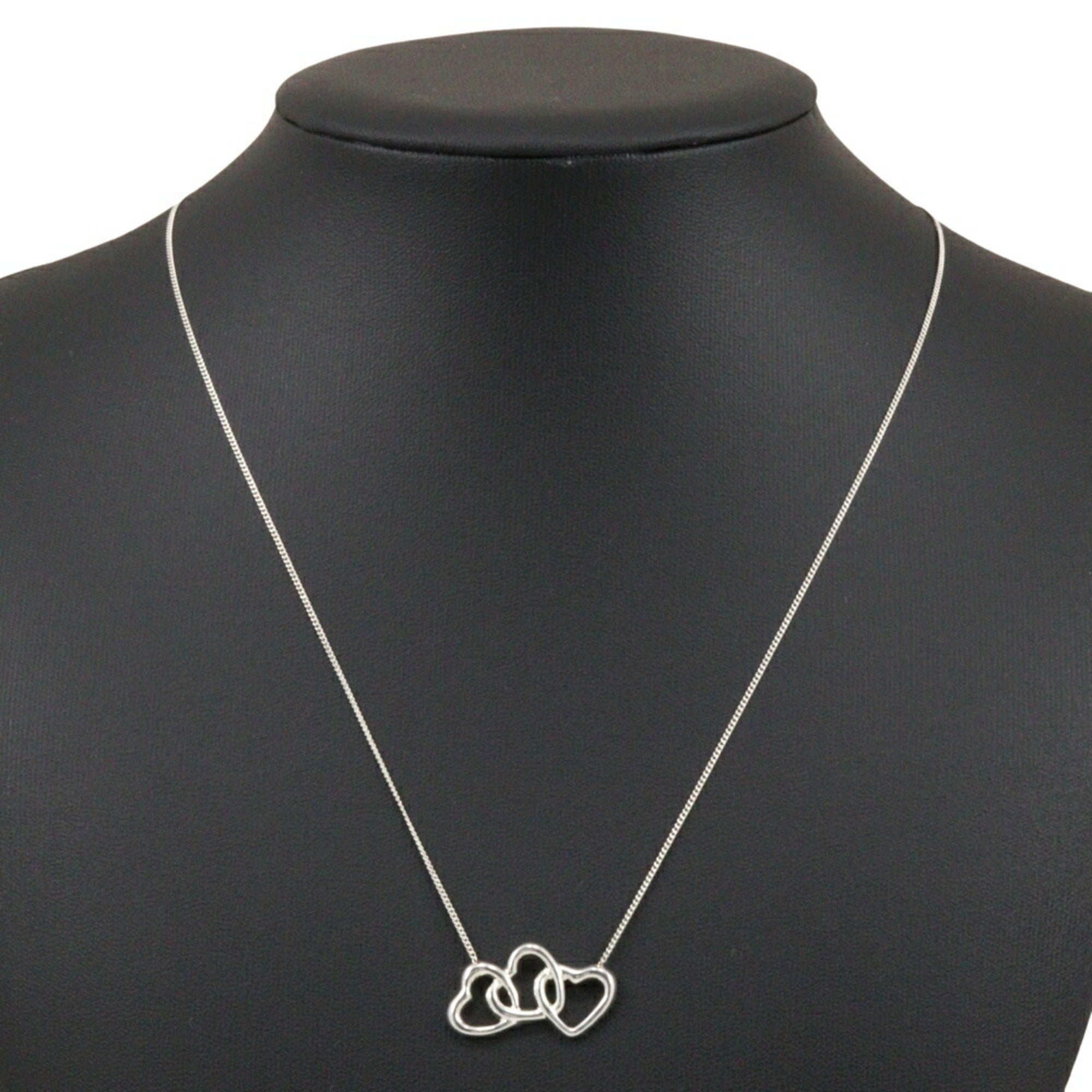 Triple Heart Pendant Necklace Sterling Silver