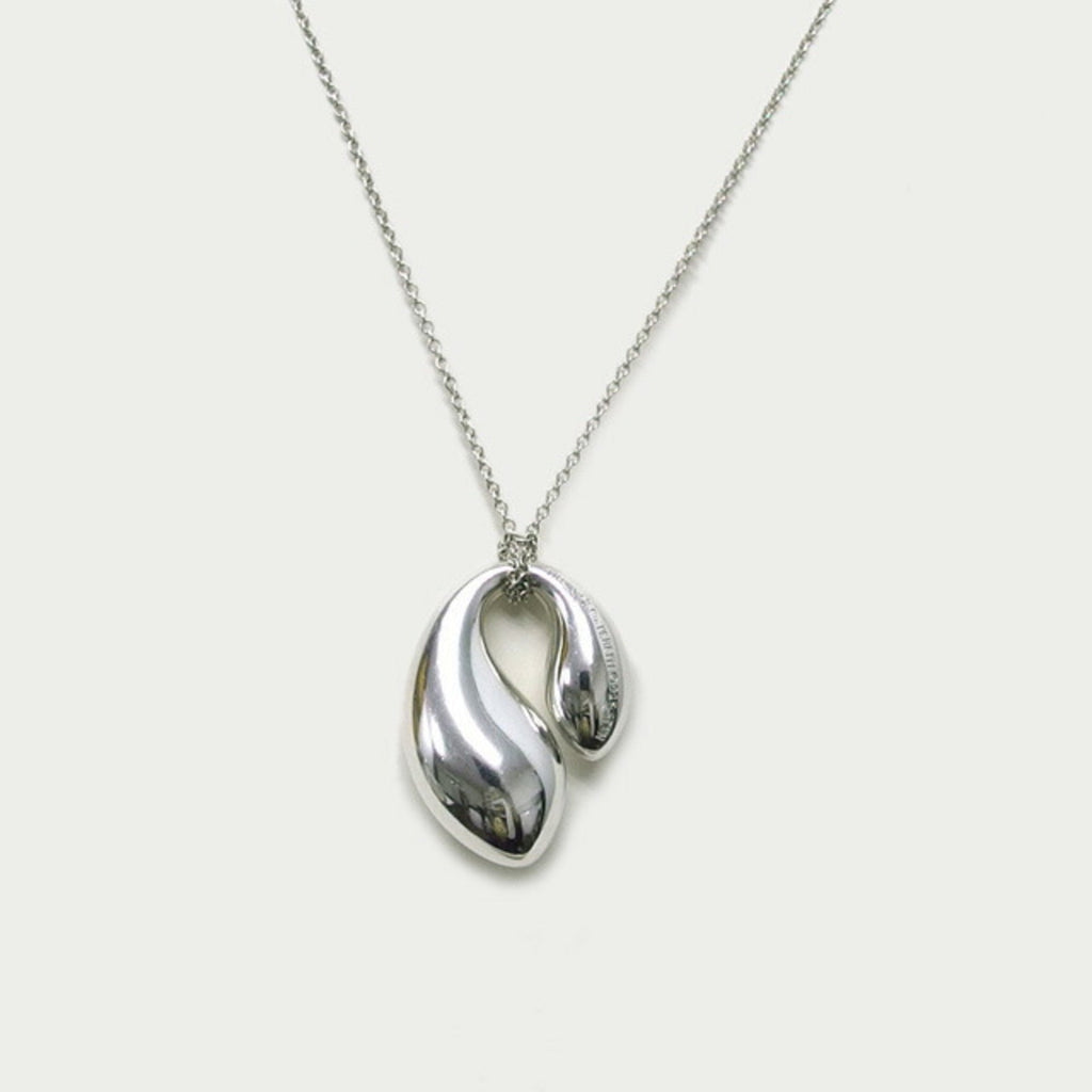 Double Teardrop Pendant Necklace Sterling Silver Large