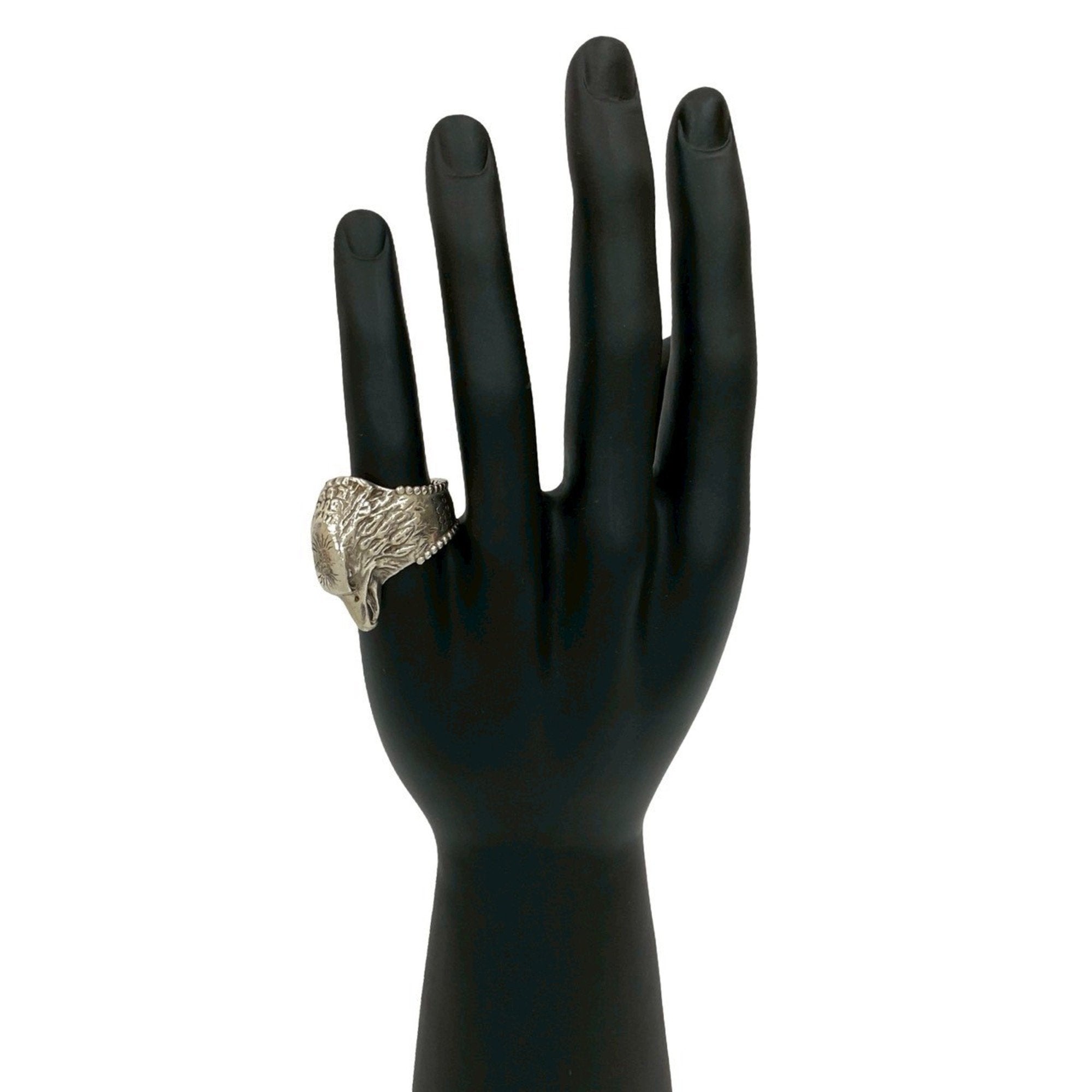 Eagle Head Band Ring Sterling Silver