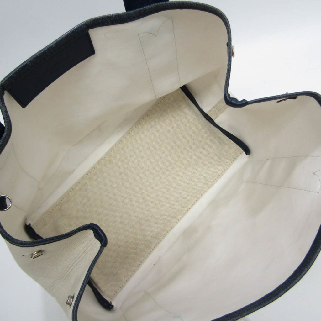Navy Cabas Canvas with Leather Medium