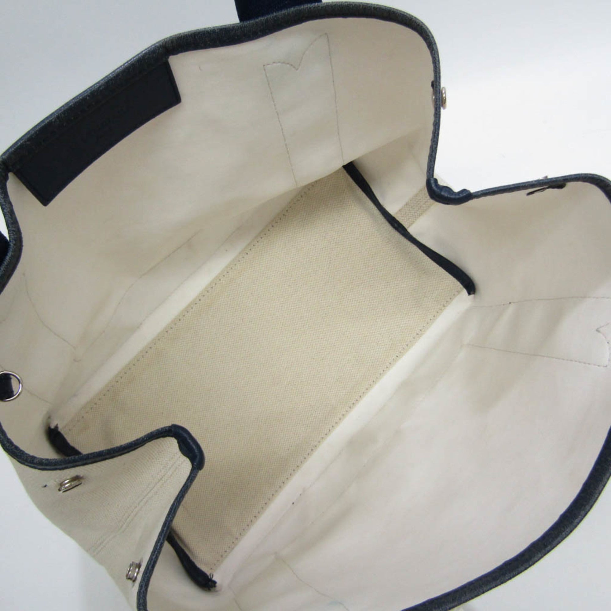 Navy Cabas Canvas with Leather Medium