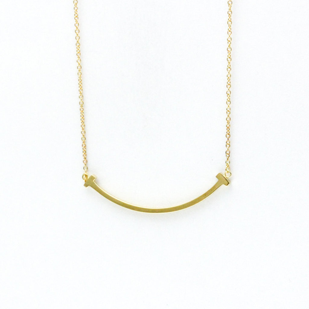 T Smile Pendant Necklace 18K Yellow Gold