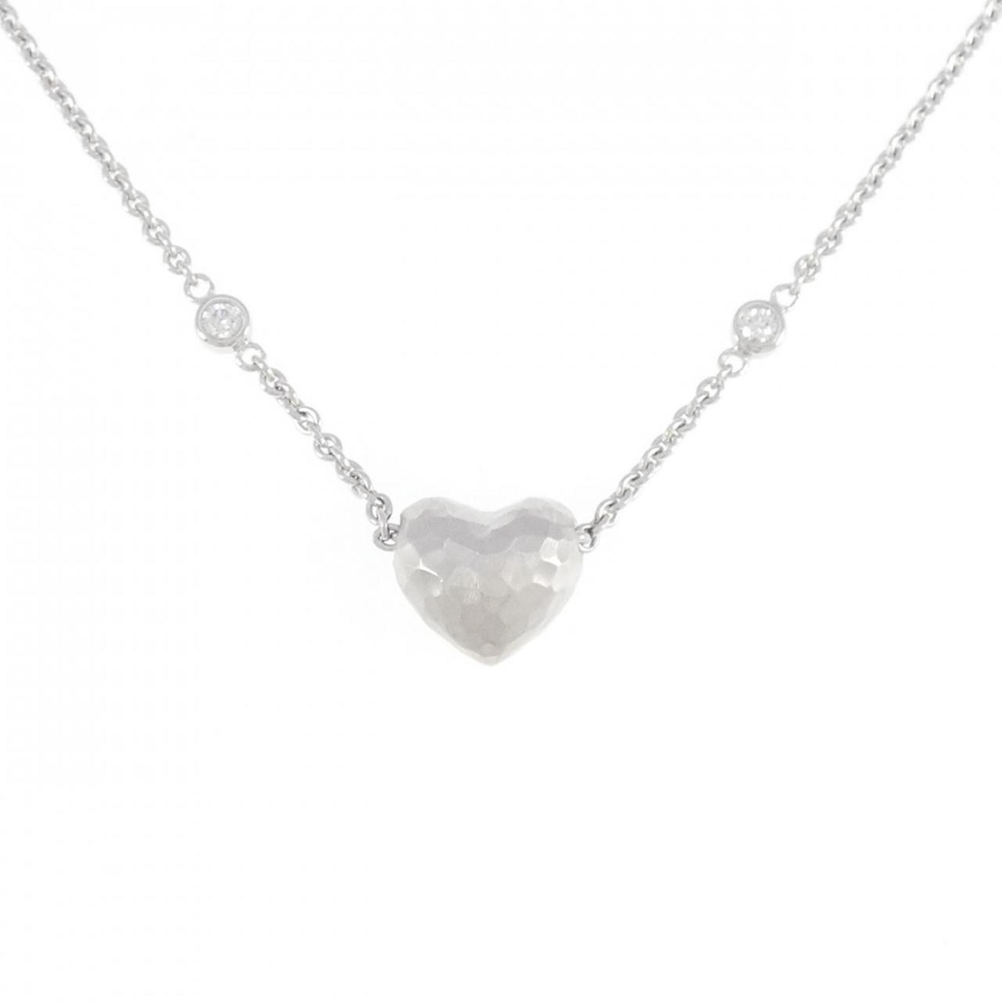 Hamard Heart Pendant Necklace 18K White Gold with Diamond