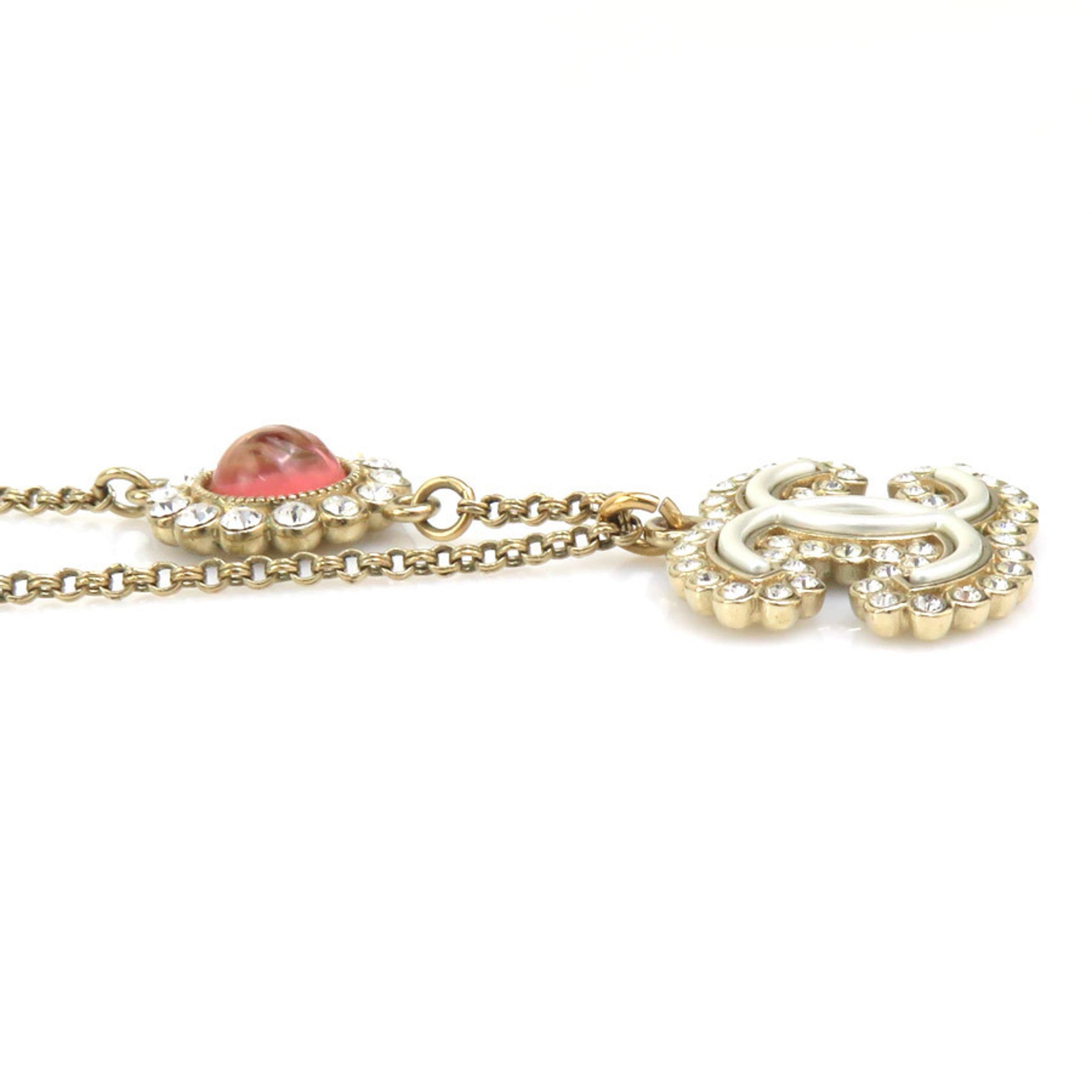 CC Logo Pendant Necklace Gold-Tone Metal