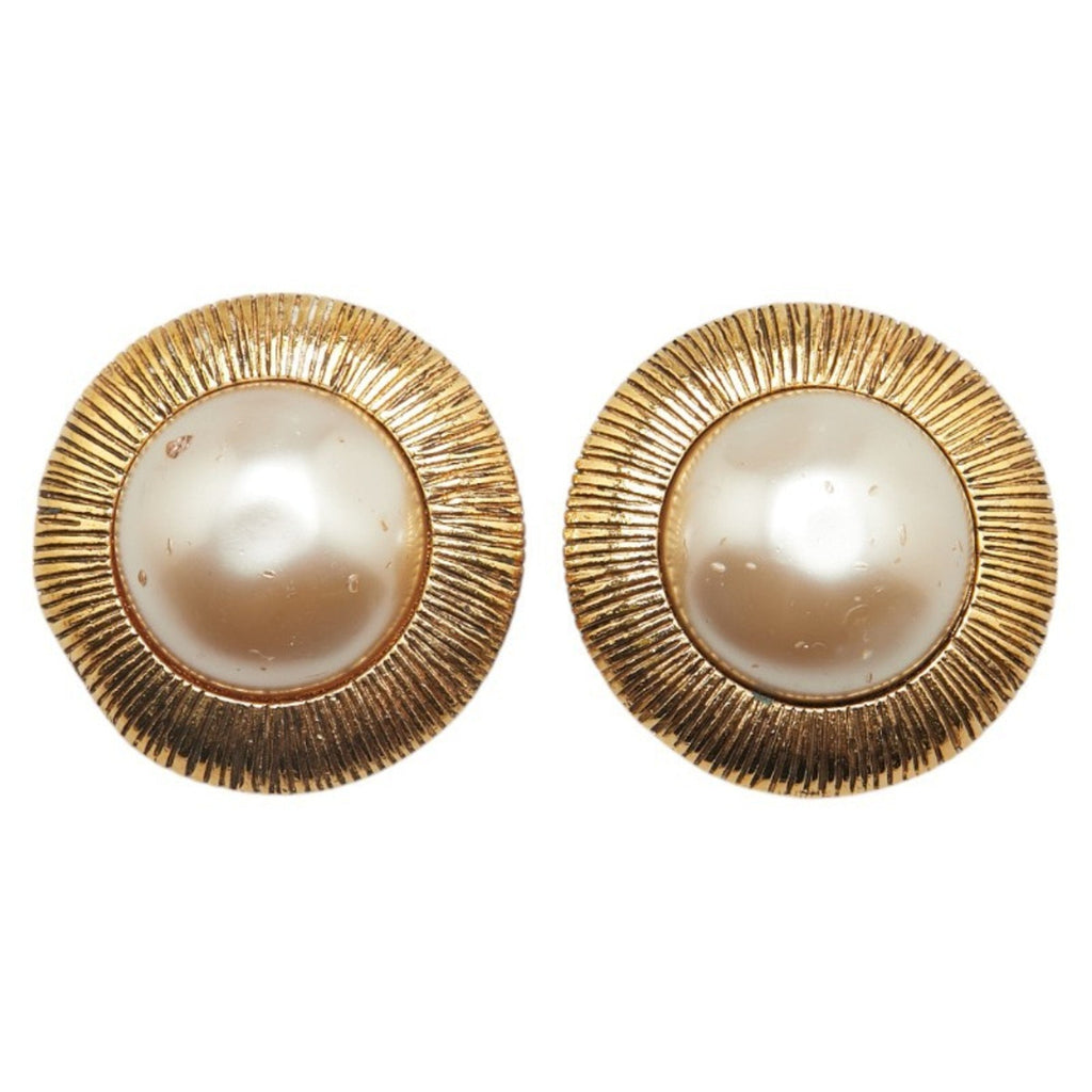 Earrings Pearl Gold-Tone Metal