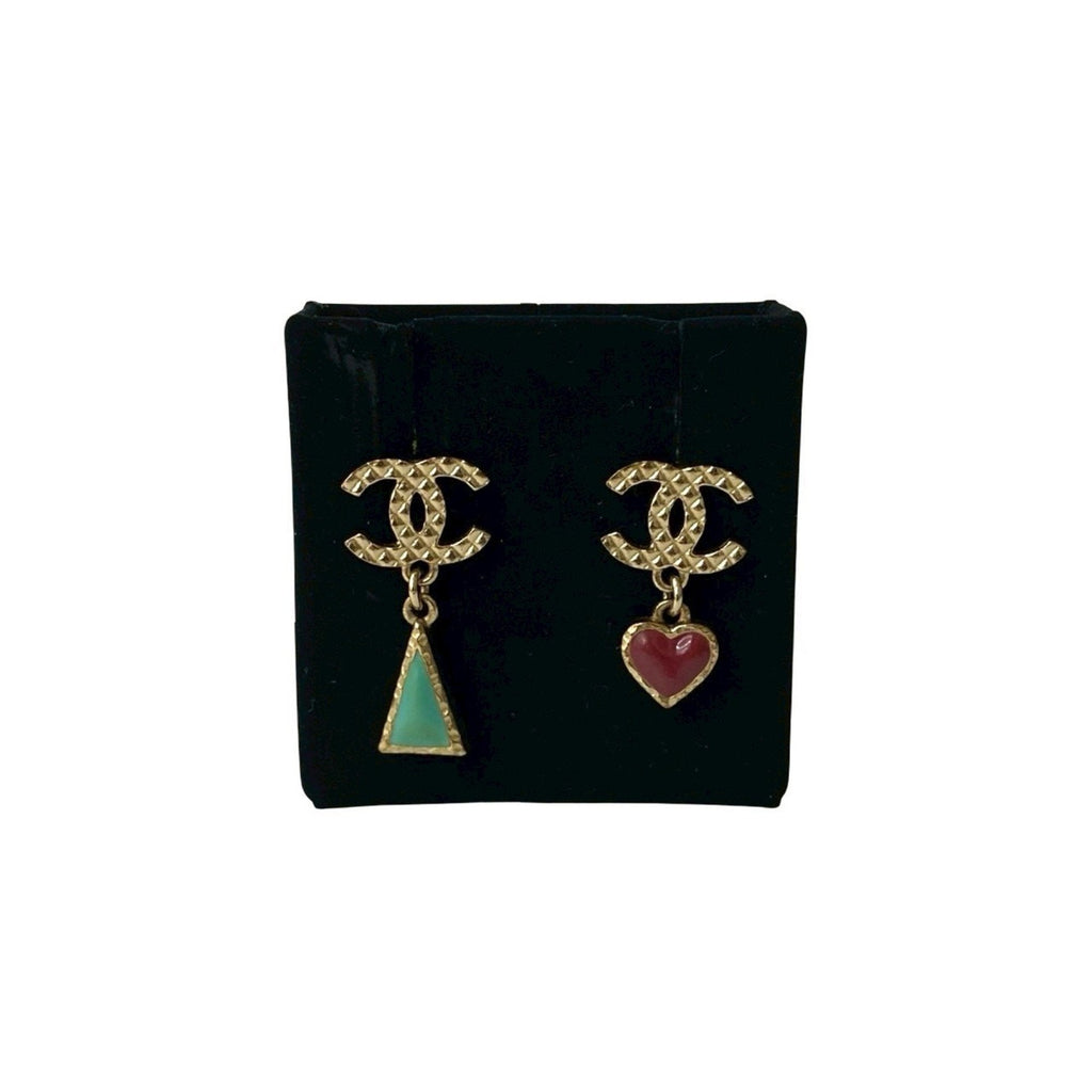CC Logo Heart Earrings Metal Rose Gold-Tone Metal